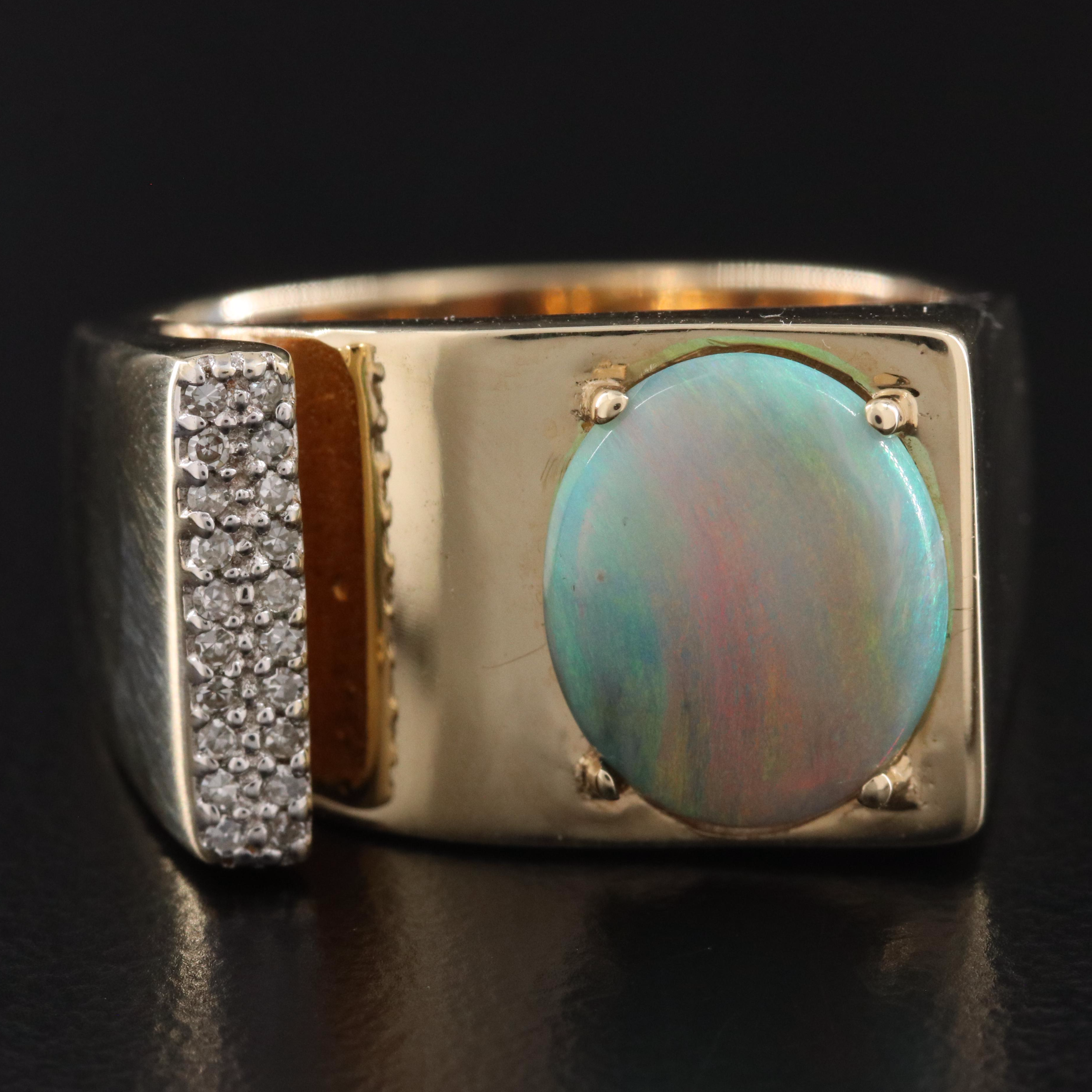 9K Opal and Diamond Ring