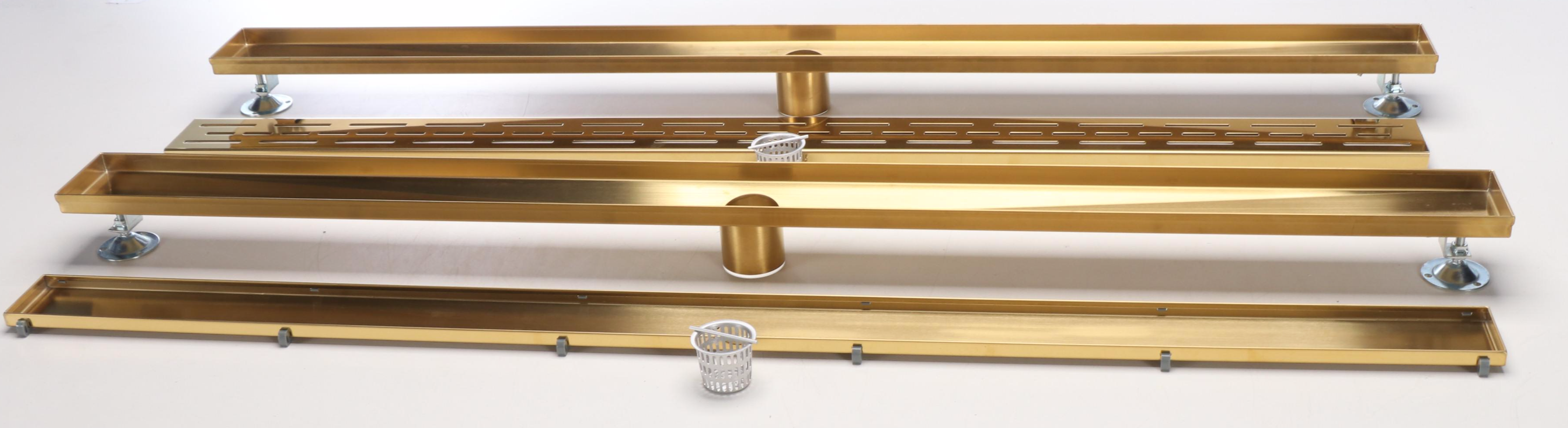 Polished Brass Finish Linear and Linear Tile-In Shower Drains