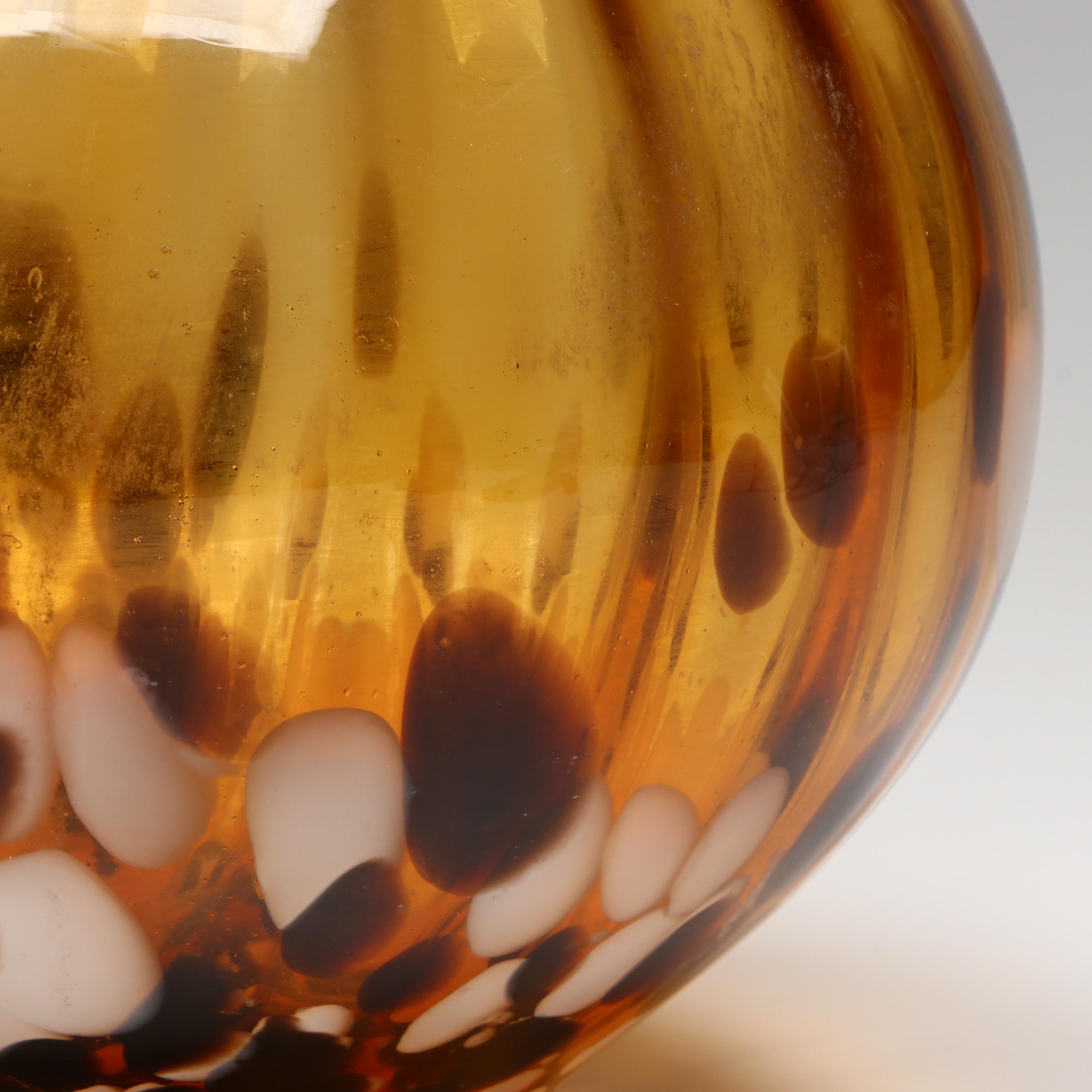 Paul Cardew Mini Tea Shop Teapot & Murano Style Amber and Dotted Glass Vase