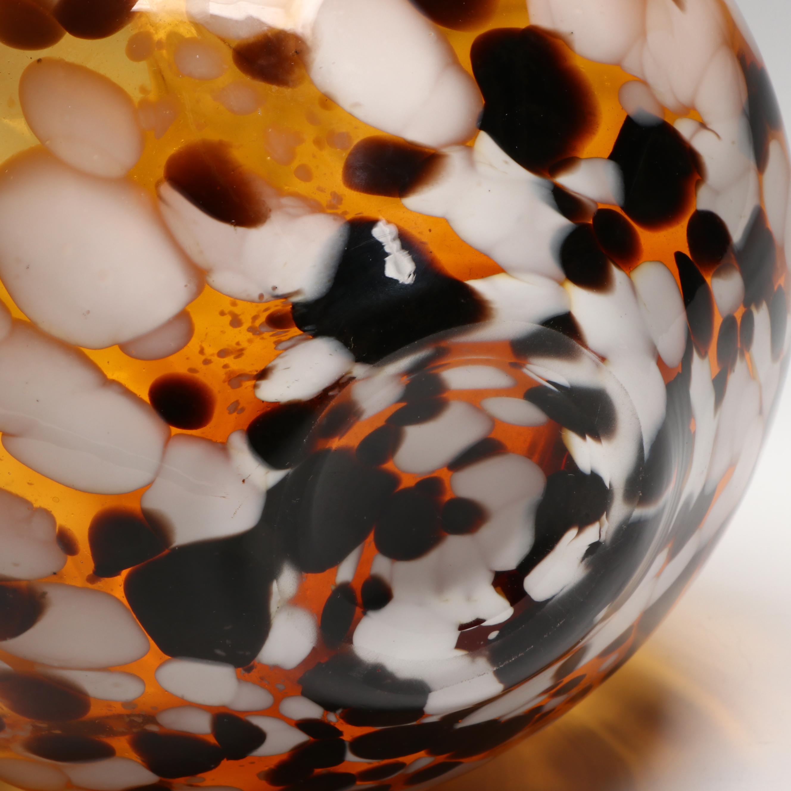 Paul Cardew Mini Tea Shop Teapot & Murano Style Amber and Dotted Glass Vase