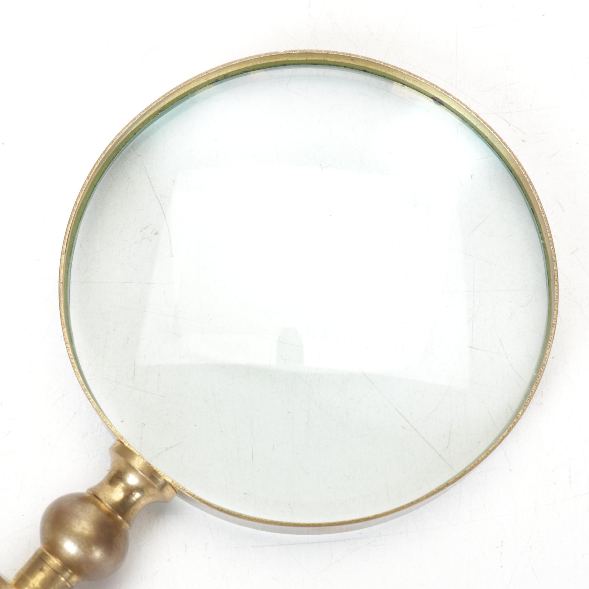 Carved Horn Handle and Brass Magnifying Glass