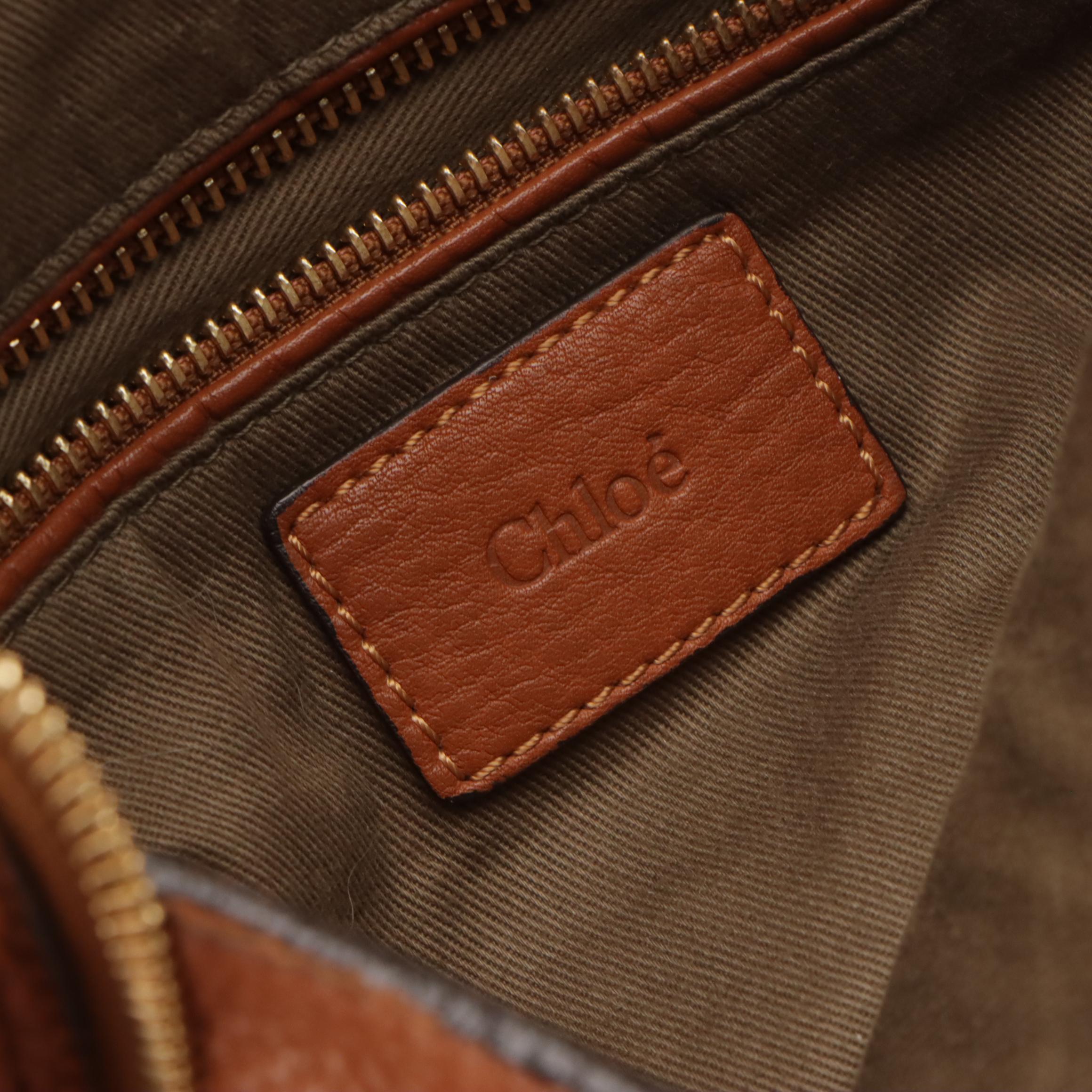 Chloé Marcie Zip Crossbody Bag in Caramel Brown Saddle-Stitched Leather