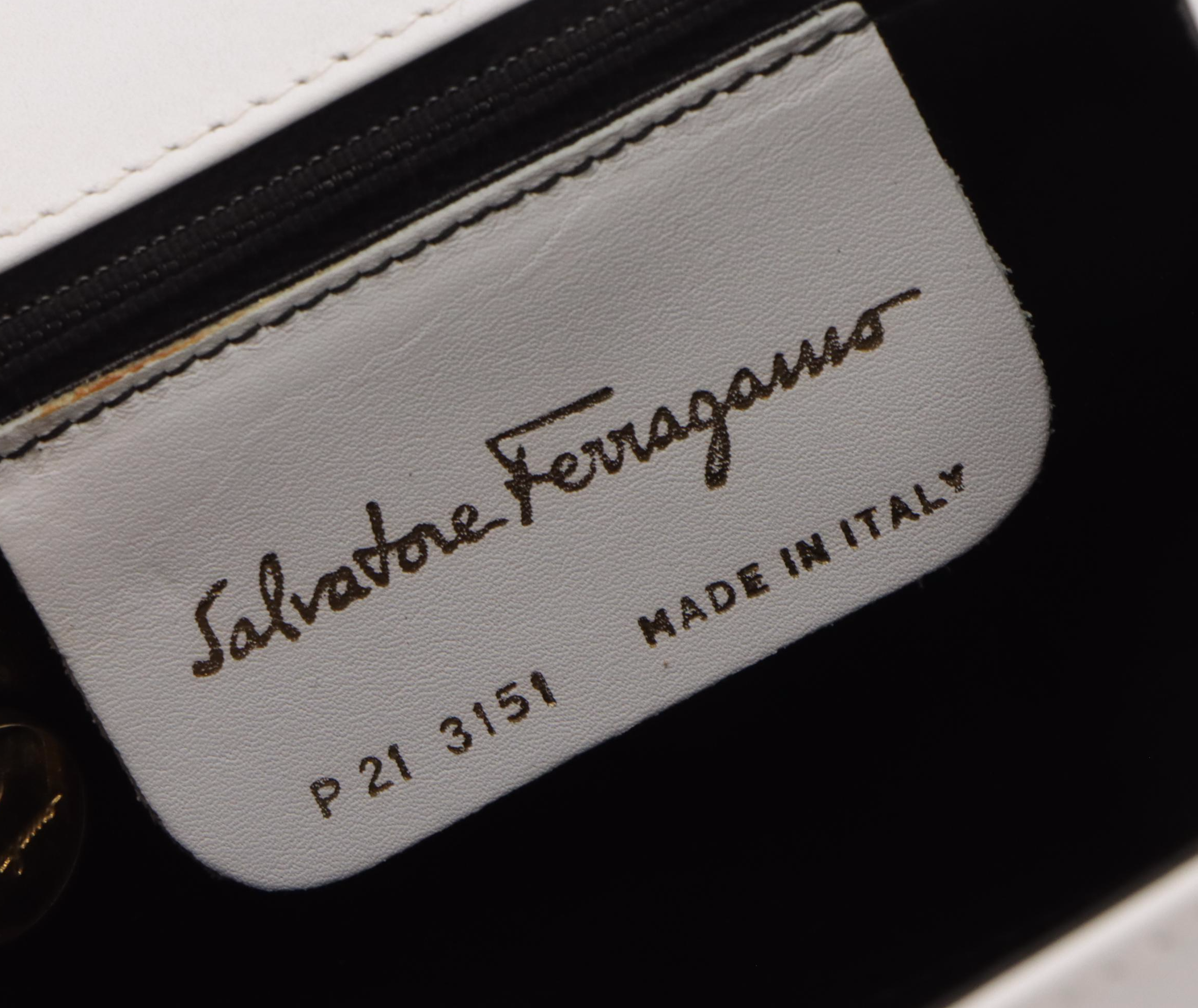 Salvatore Ferragamo White Leather Front-Flap Gancini Crossbody Bag