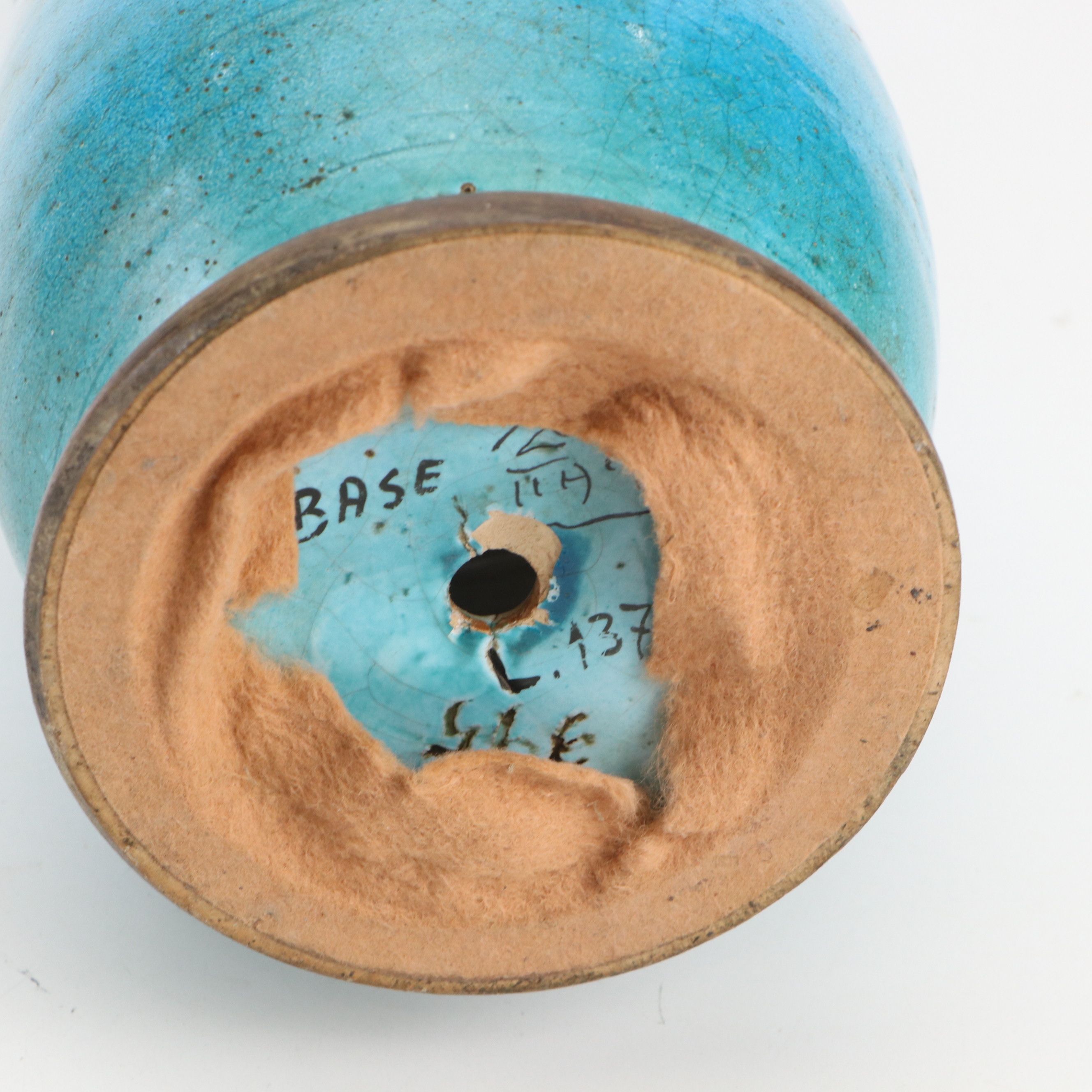 Italian Mid Century Majolica Lamp Base Attributed to Aldo Londi Bitossi