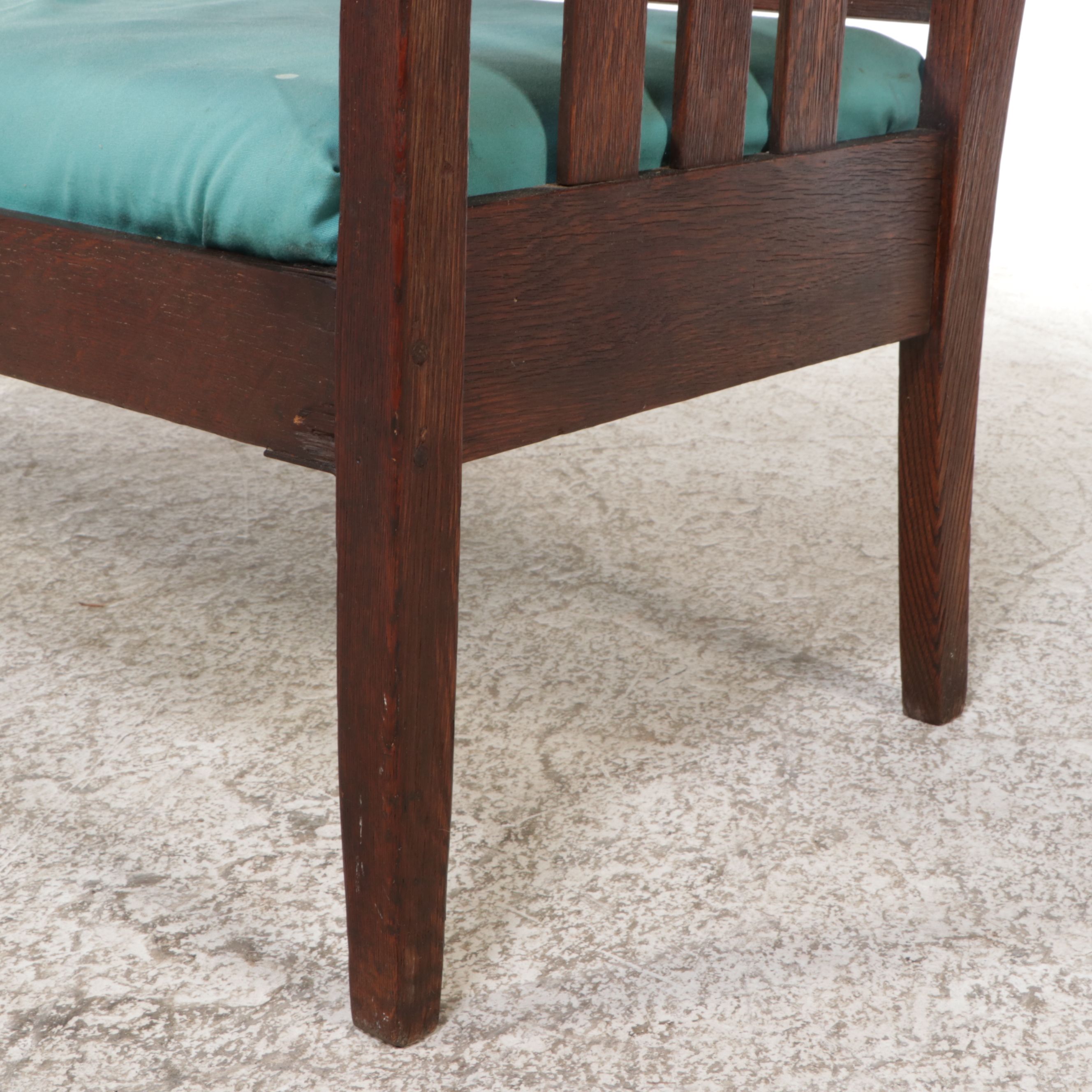 Stickley Brothers Mission Oak Slat-Back Bench, Early 20th Century