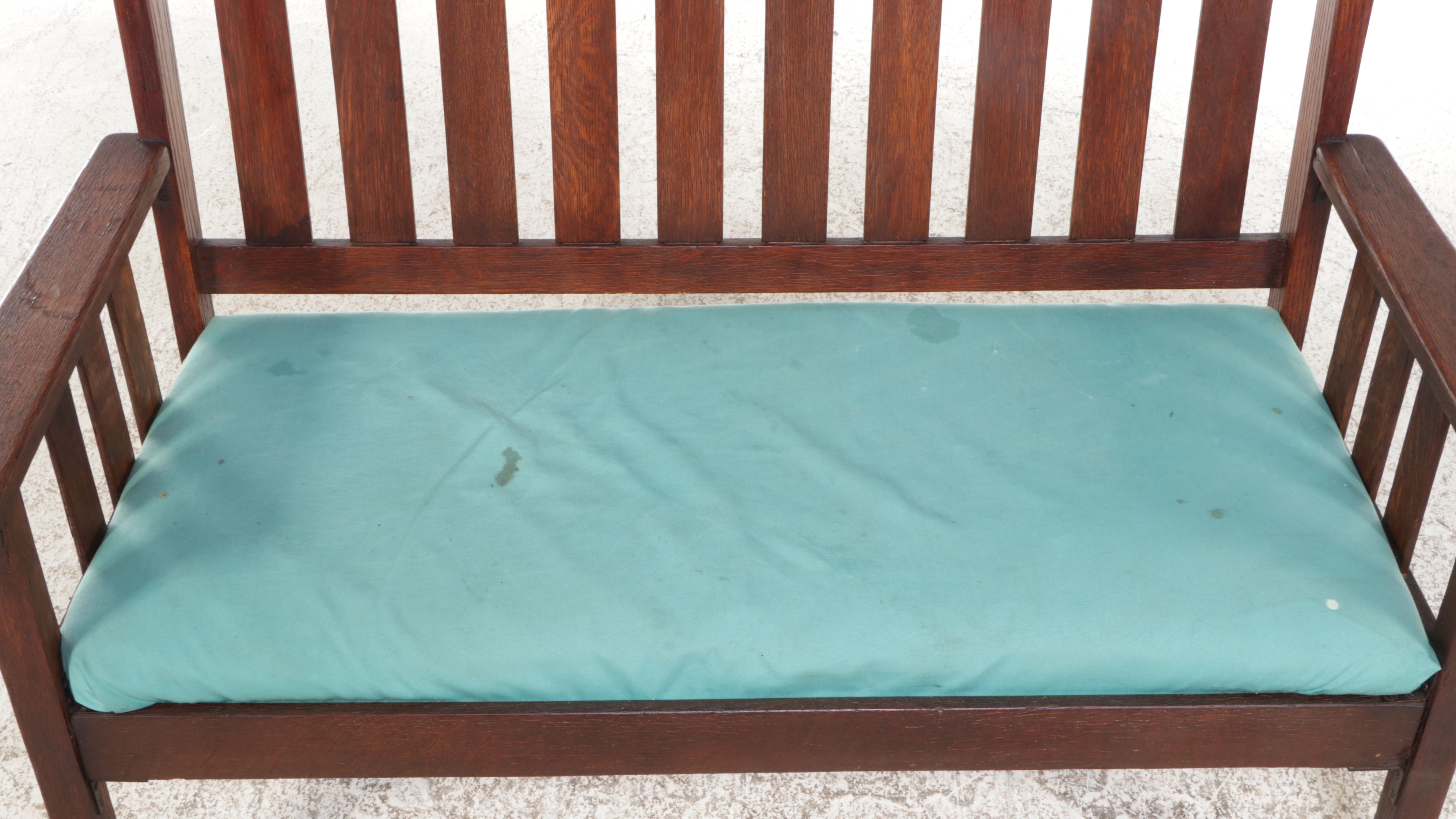 Stickley Brothers Mission Oak Slat-Back Bench, Early 20th Century