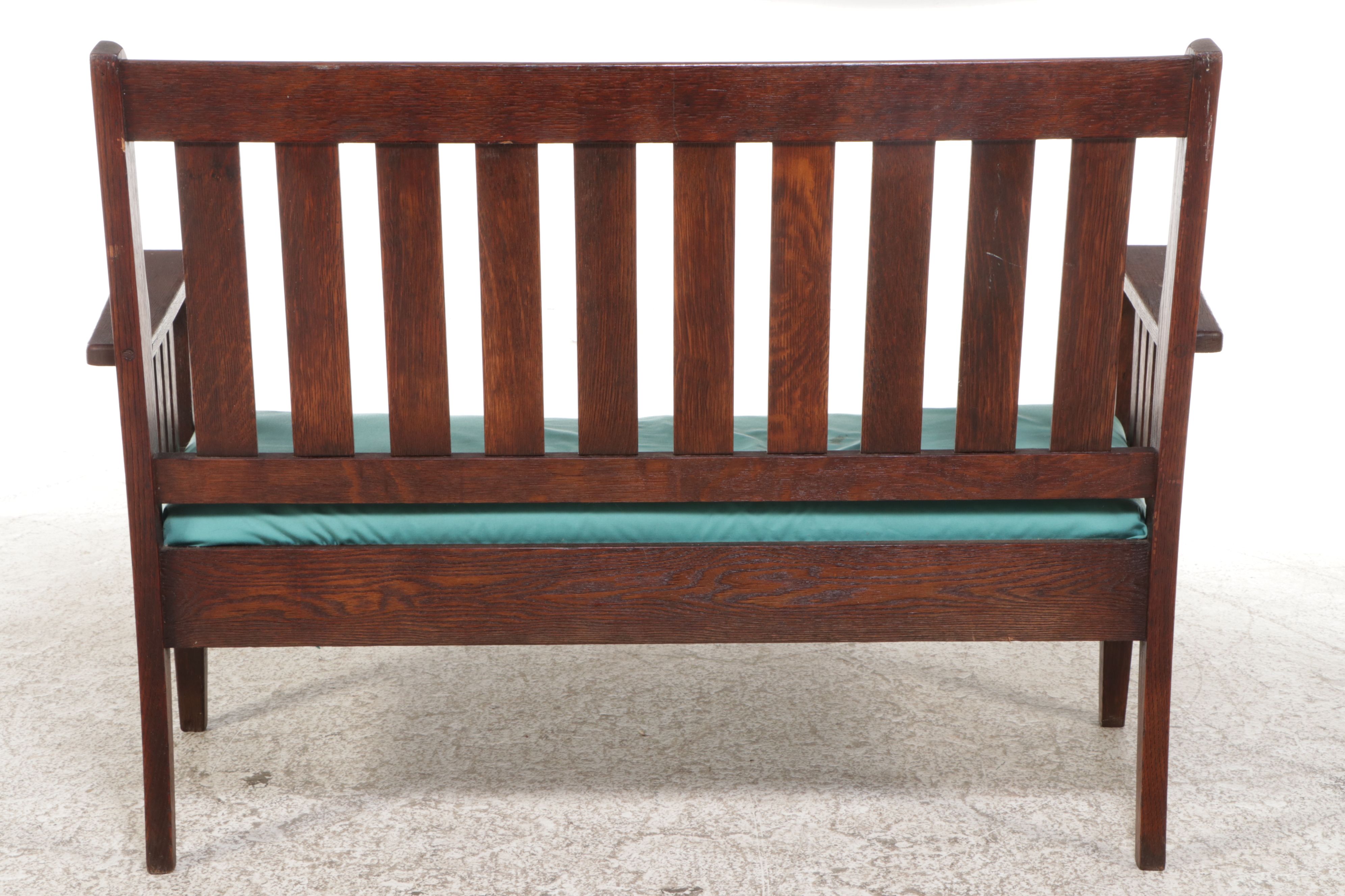 Stickley Brothers Mission Oak Slat-Back Bench, Early 20th Century