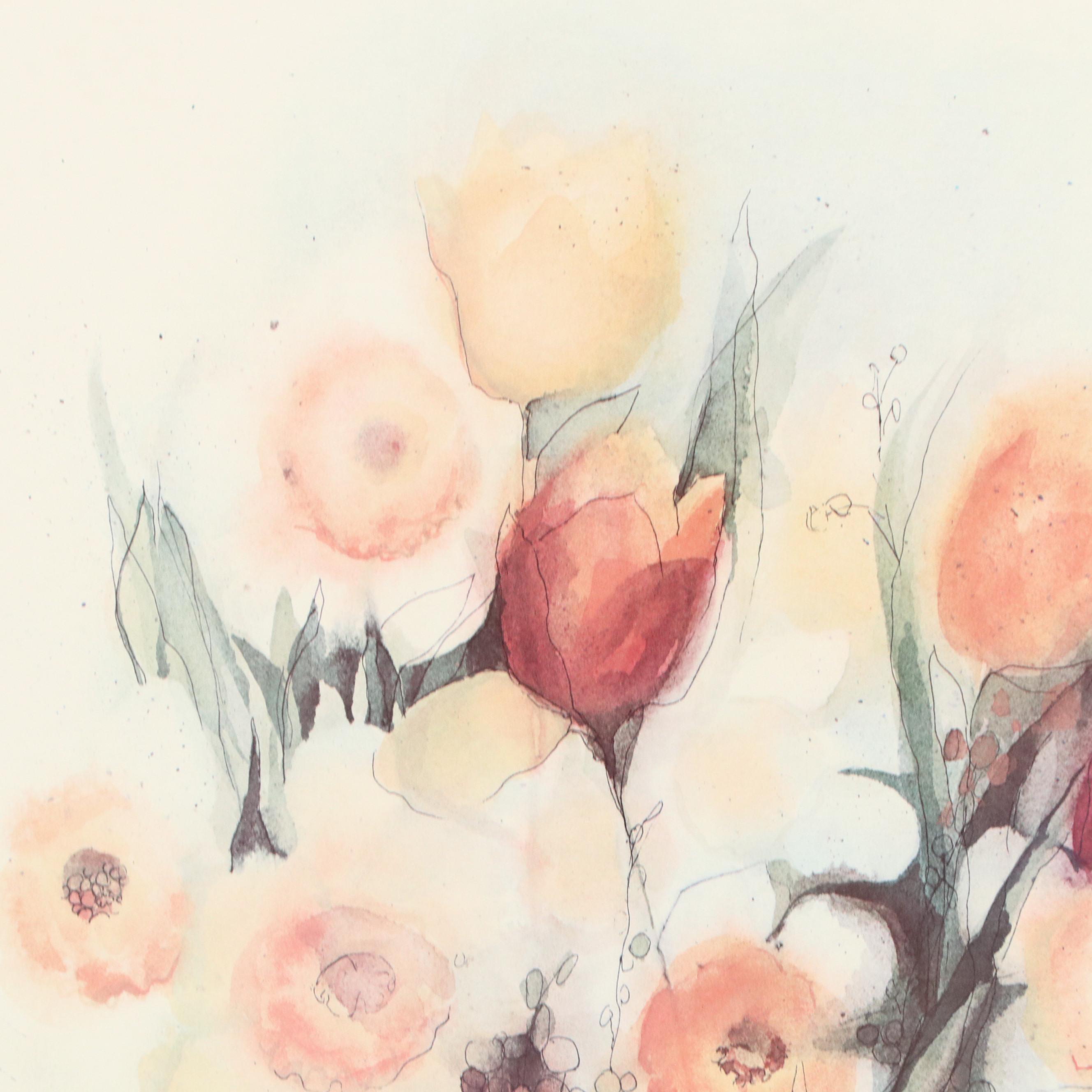 Floral Offset Lithograph After Barbara Weldon, Late 20th Century