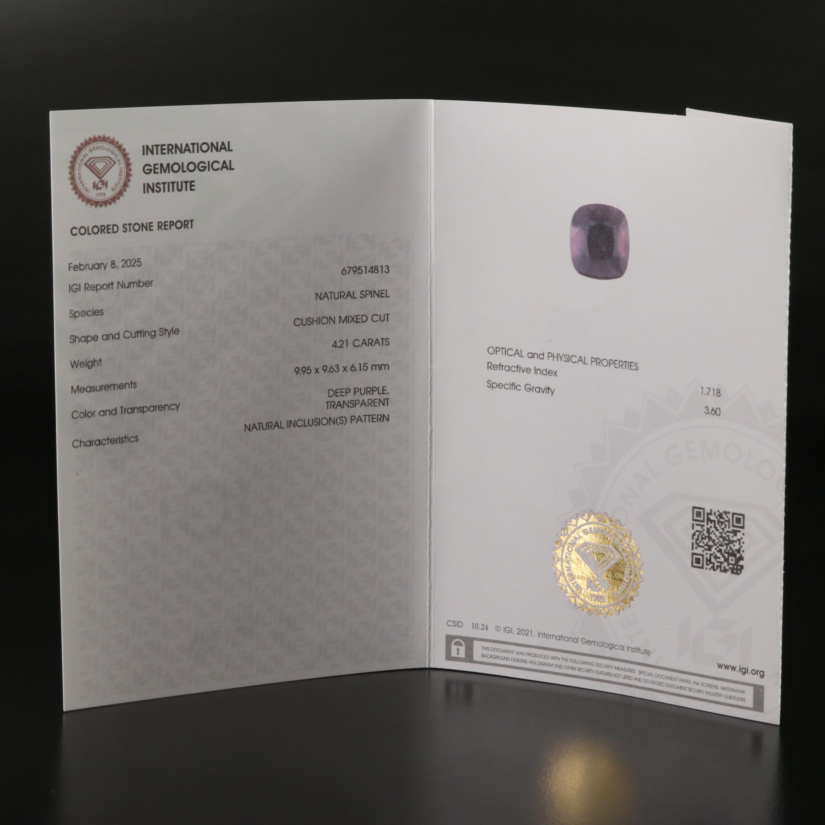 Loose 4.21 CT Spinel with IGI Report
