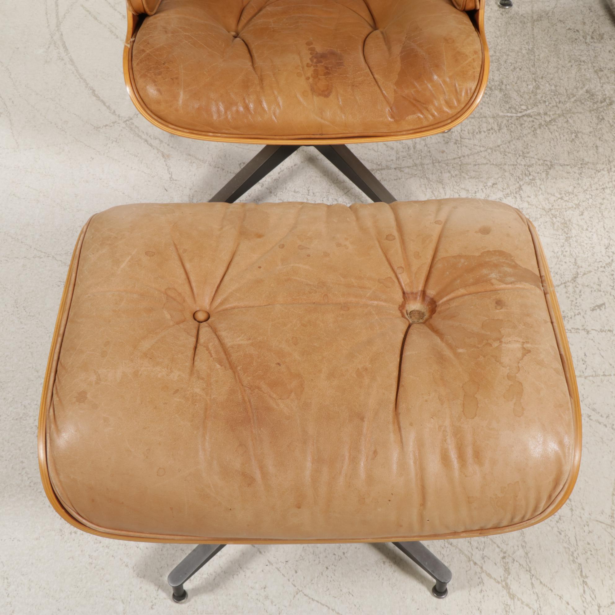 Three Charles and Ray Eames for Herman Miller Wood Lounge Chairs and One Ottoman