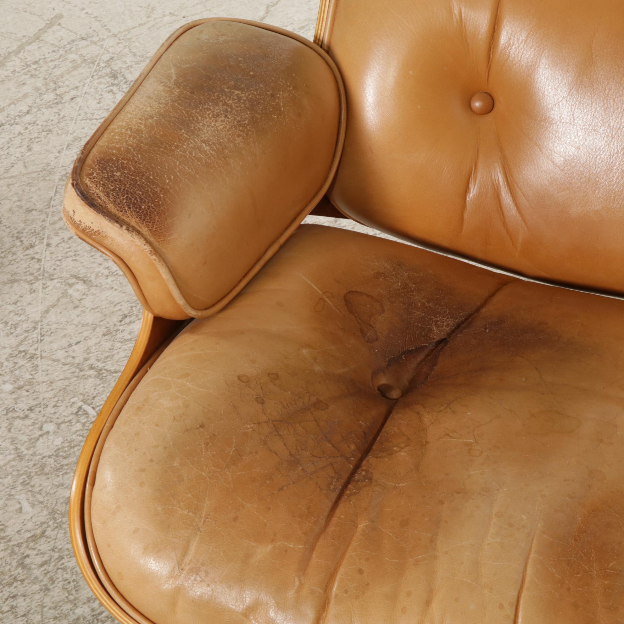 Three Charles and Ray Eames for Herman Miller Wood Lounge Chairs and One Ottoman