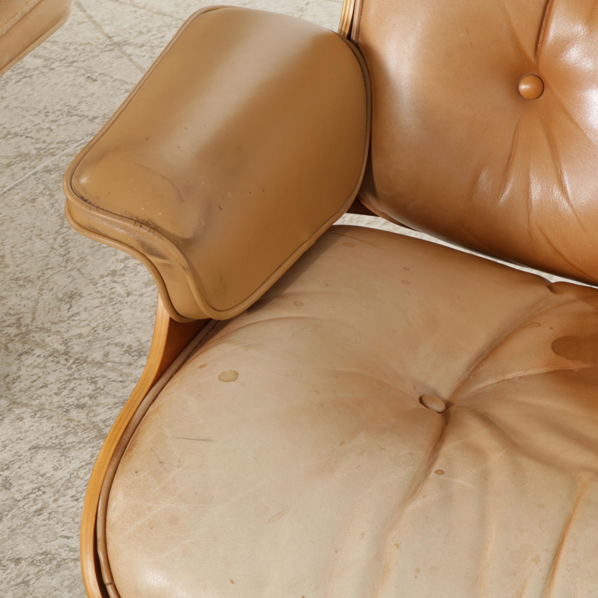 Three Charles and Ray Eames for Herman Miller Wood Lounge Chairs and One Ottoman