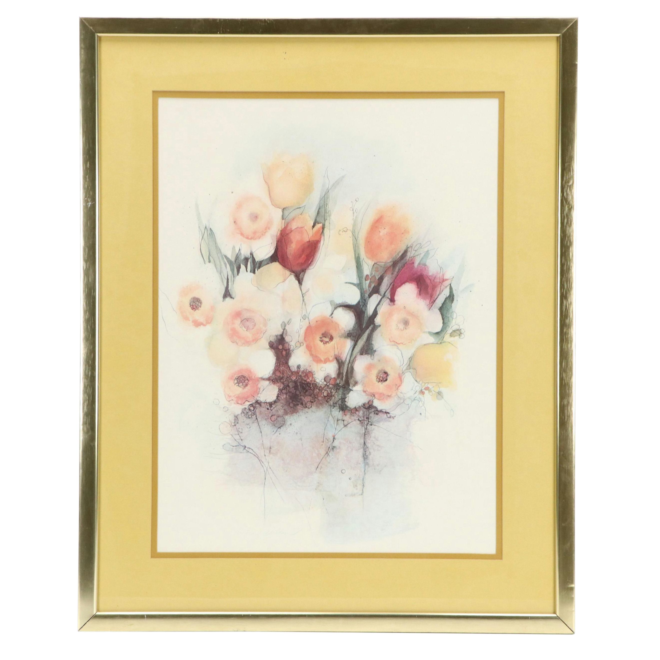 Floral Offset Lithograph After Barbara Weldon, Late 20th Century