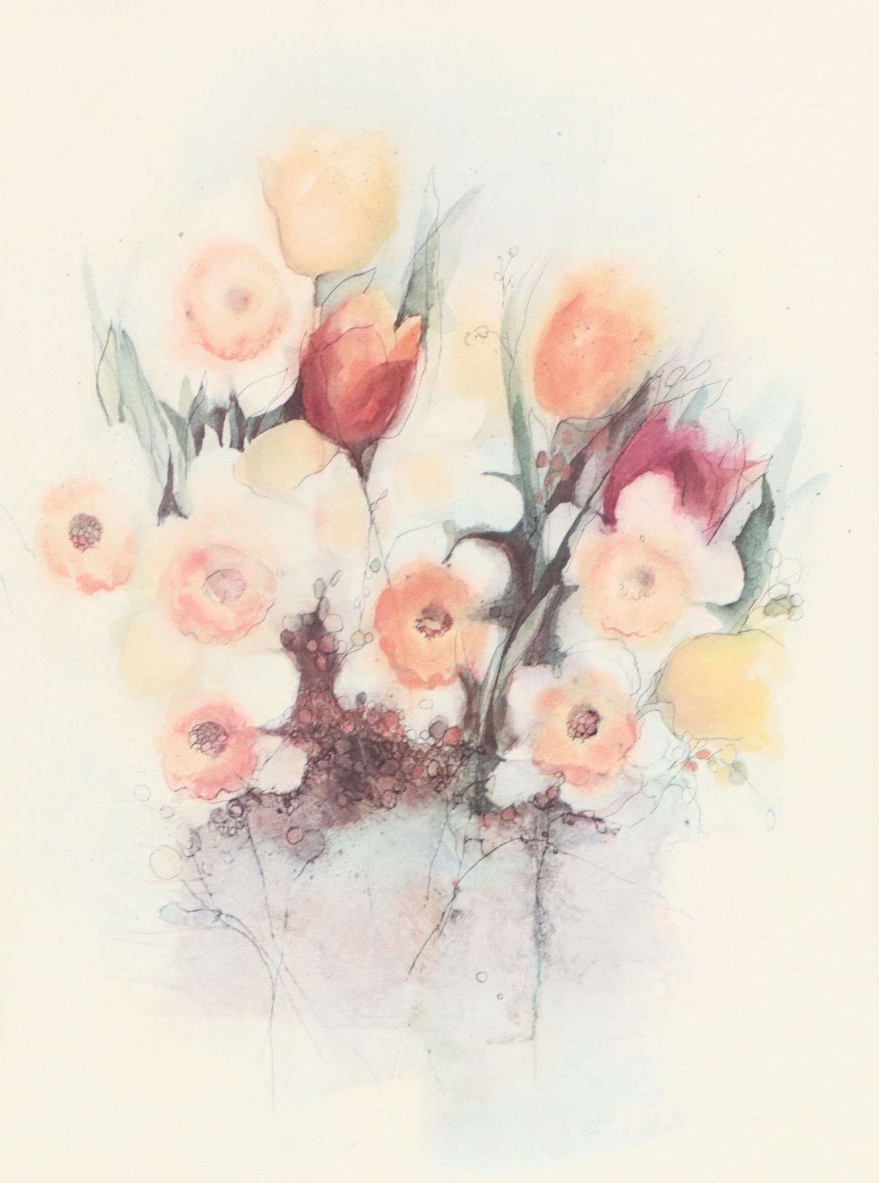 Floral Offset Lithograph After Barbara Weldon, Late 20th Century
