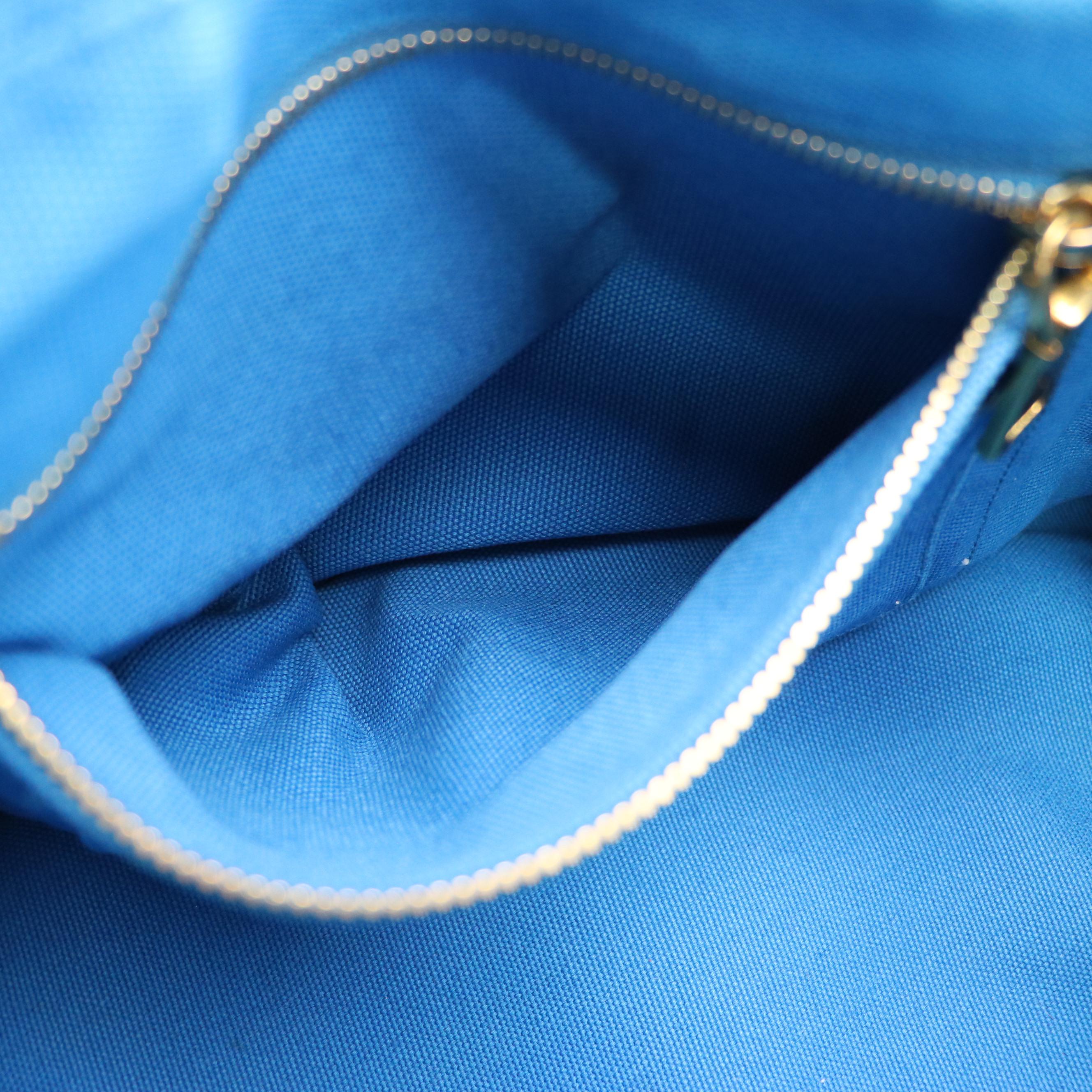 Prada Large Blue Canapa Logo Canvas Two-Way Tote Bag