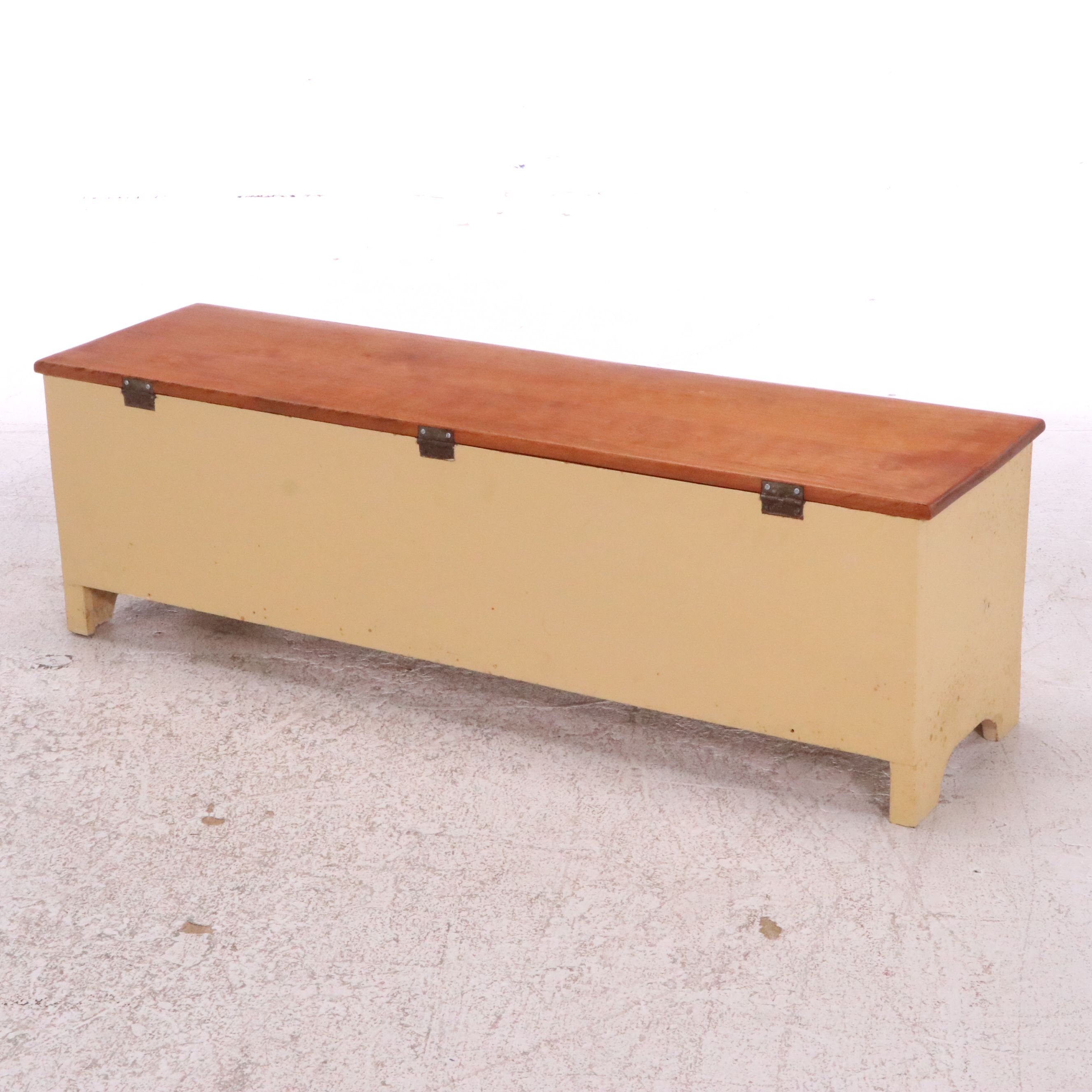 Parcel-Painted Wood Storage Bench, 20th Century