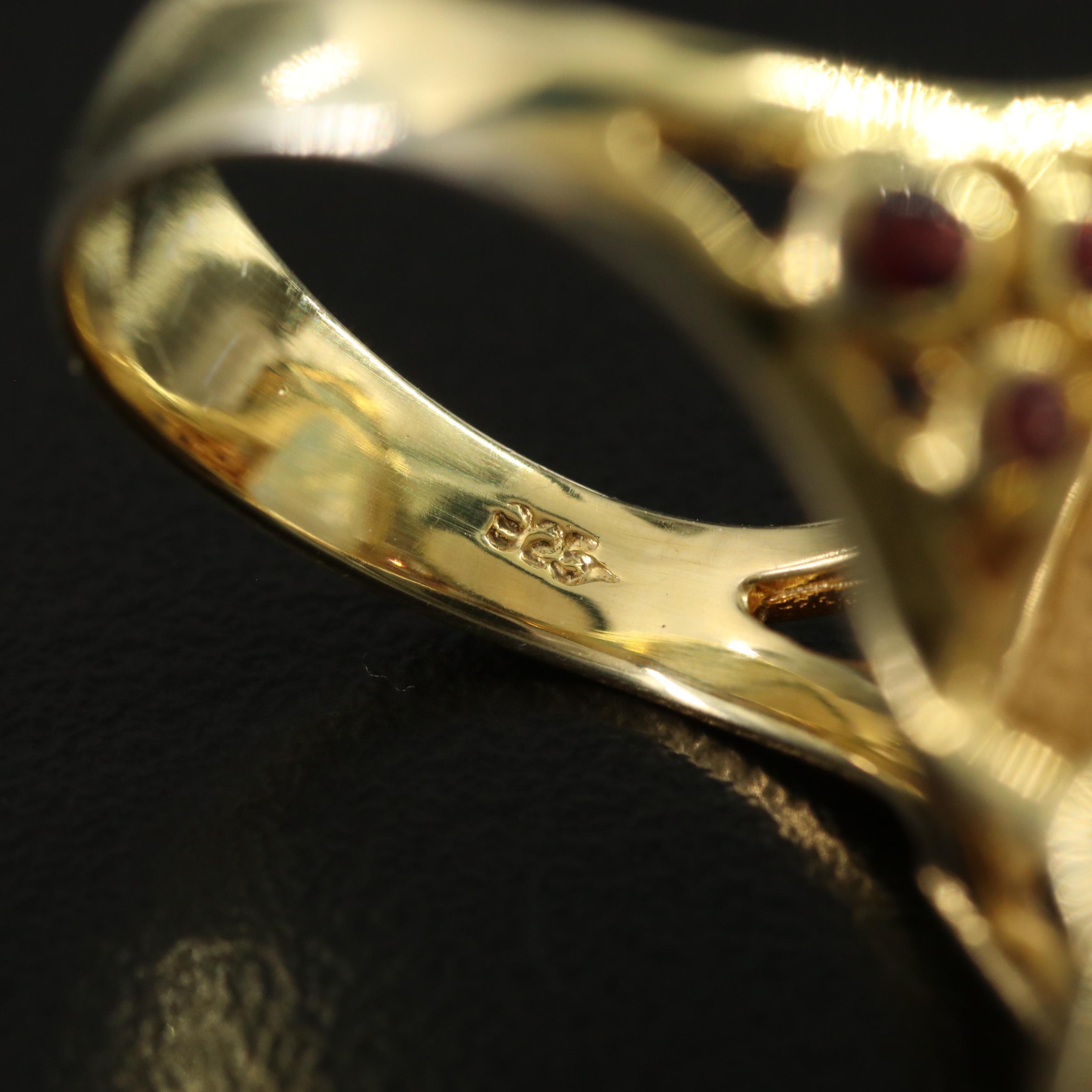 Sterling Rainbow Moonstone and Garnet Ring