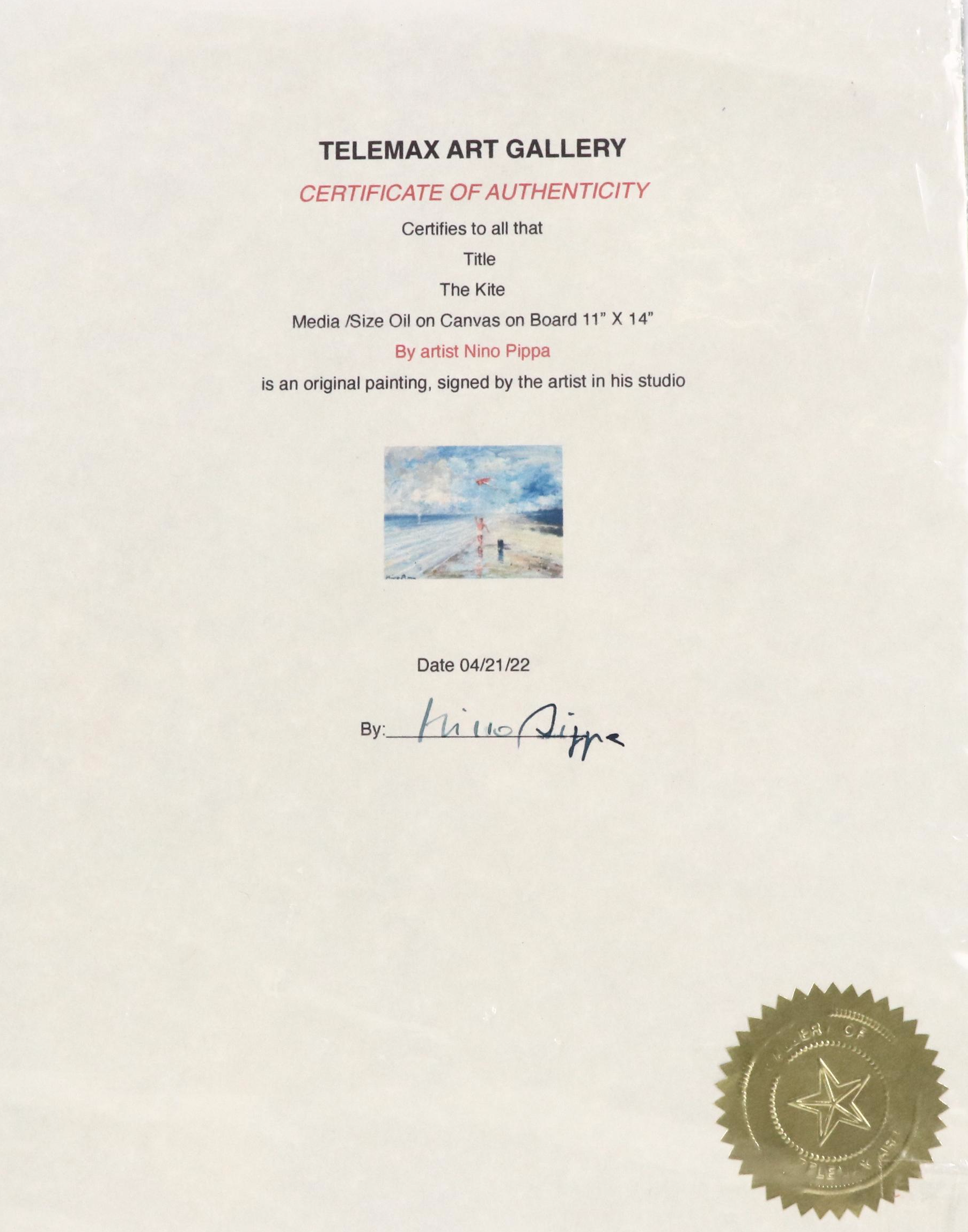 Nino Pippa Seascape Oil Painting "The Kite," 2022