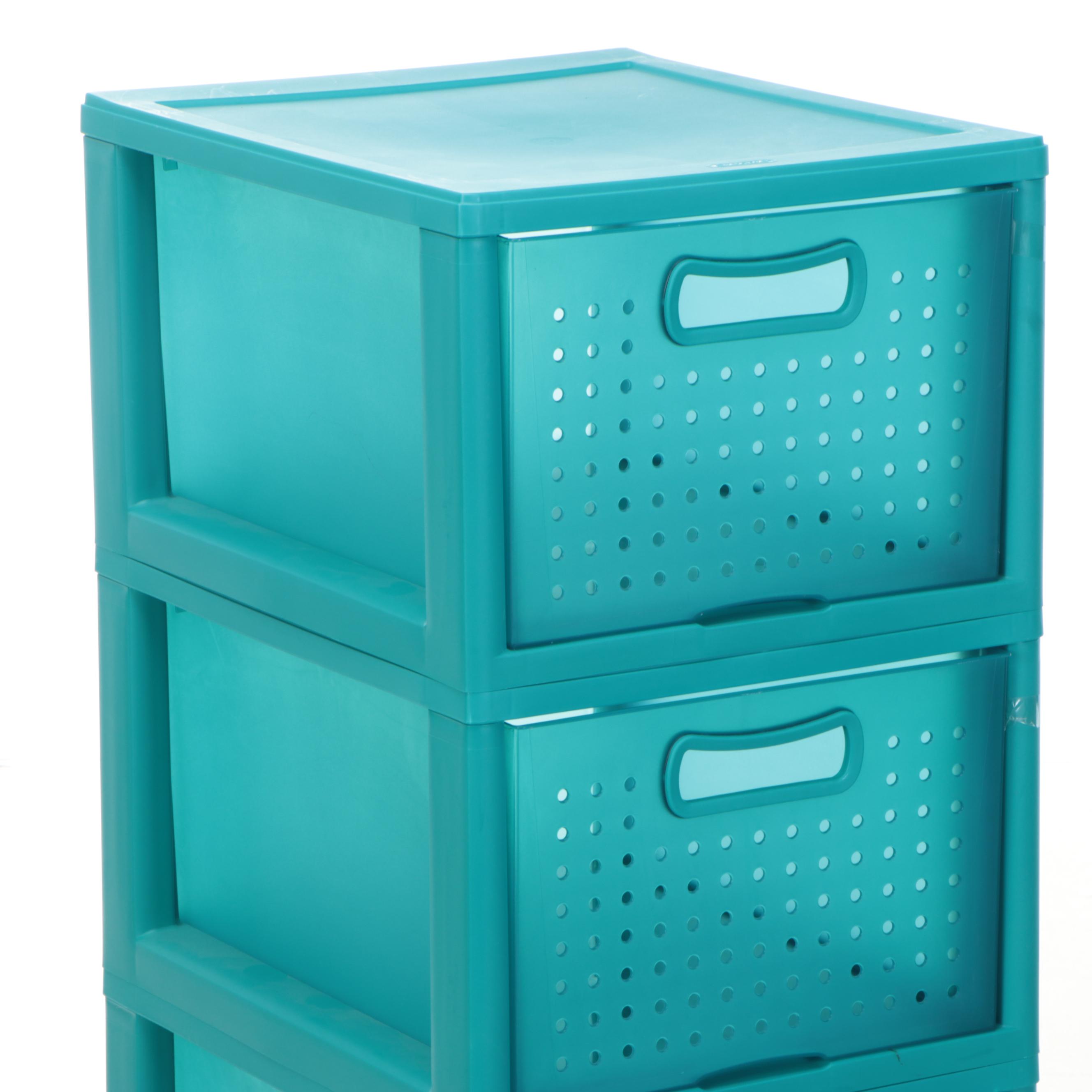 Sterilite Teal Blue Four-Drawer Plastic Storage Unit