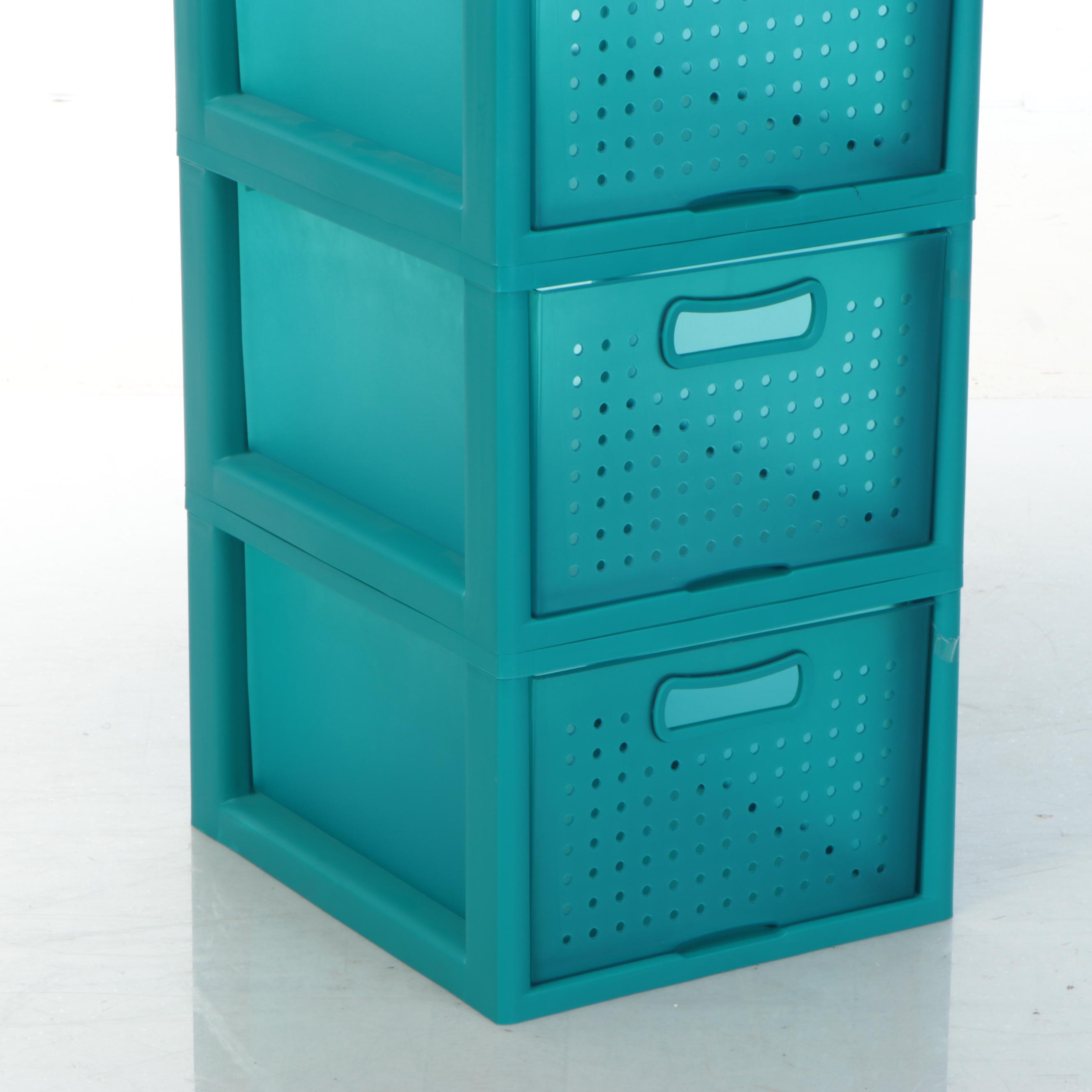 Sterilite Teal Blue Four-Drawer Plastic Storage Unit