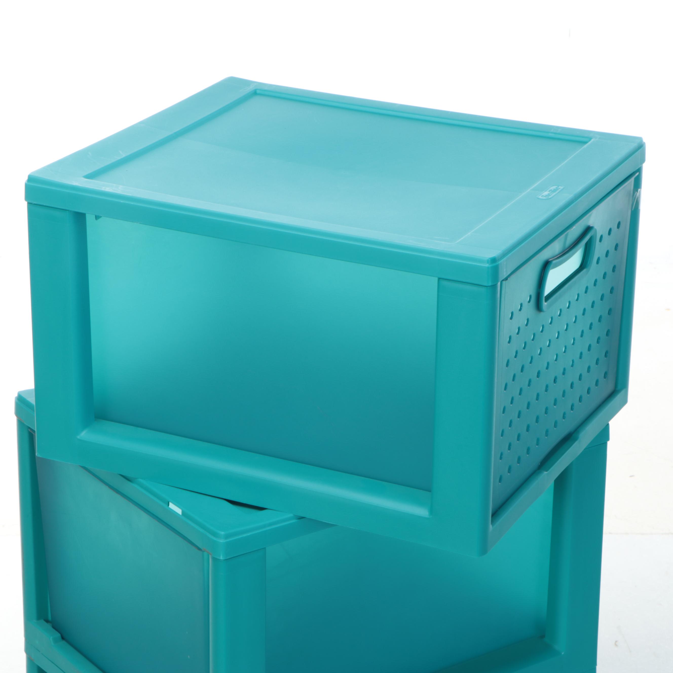 Sterilite Teal Blue Four-Drawer Plastic Storage Unit