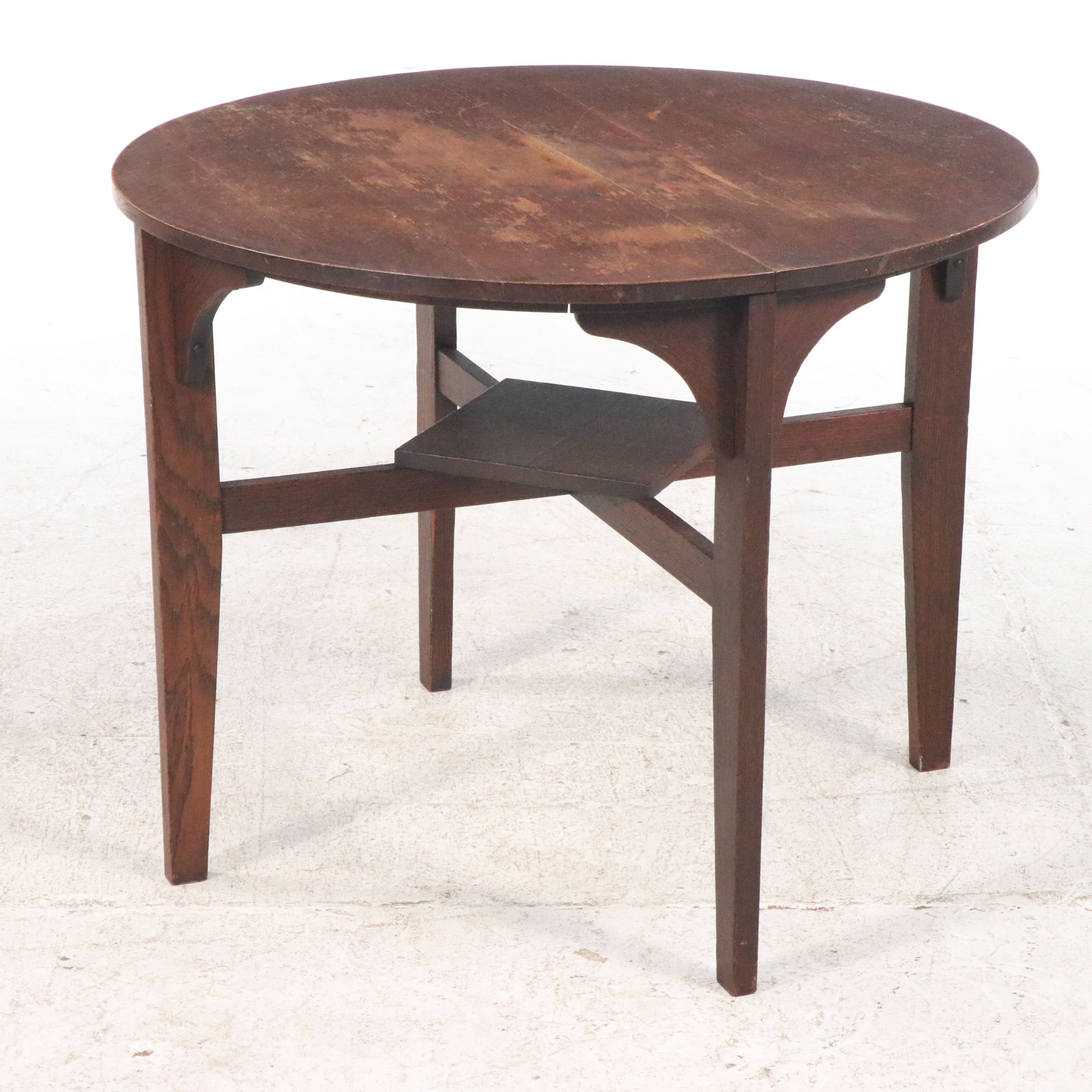Arts and Crafts Oak Game Table with Chairs