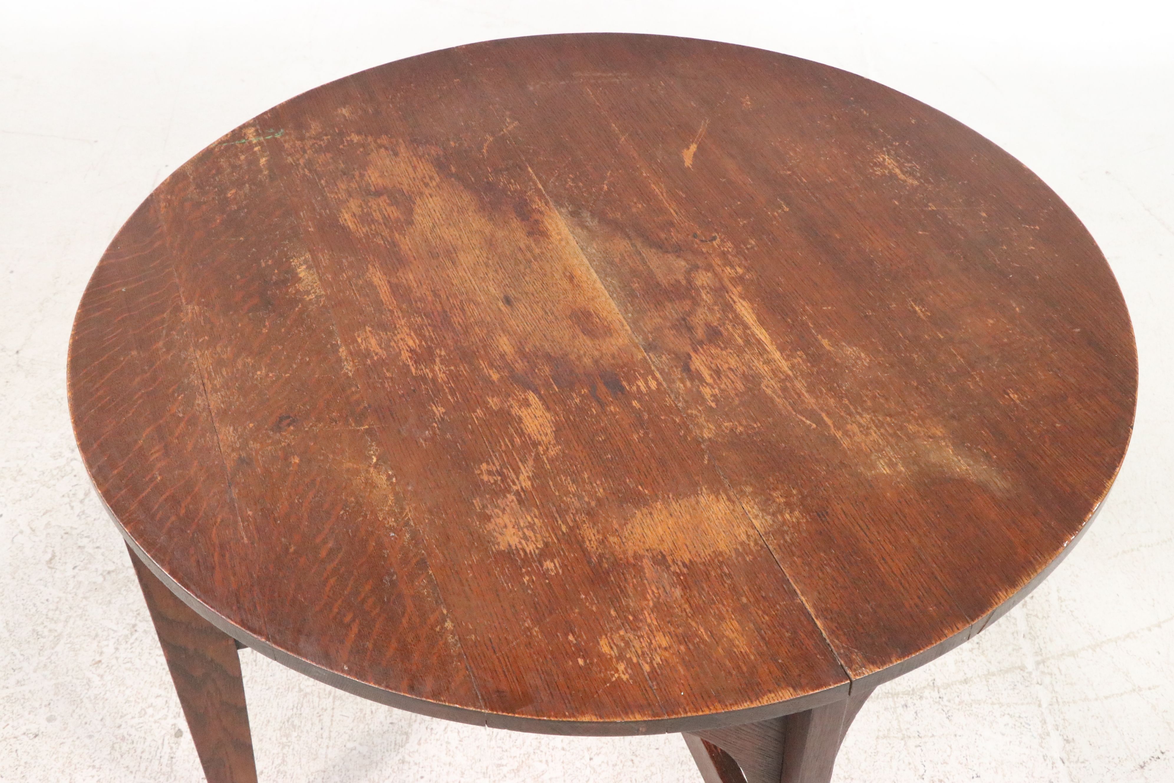 Arts and Crafts Oak Game Table with Chairs