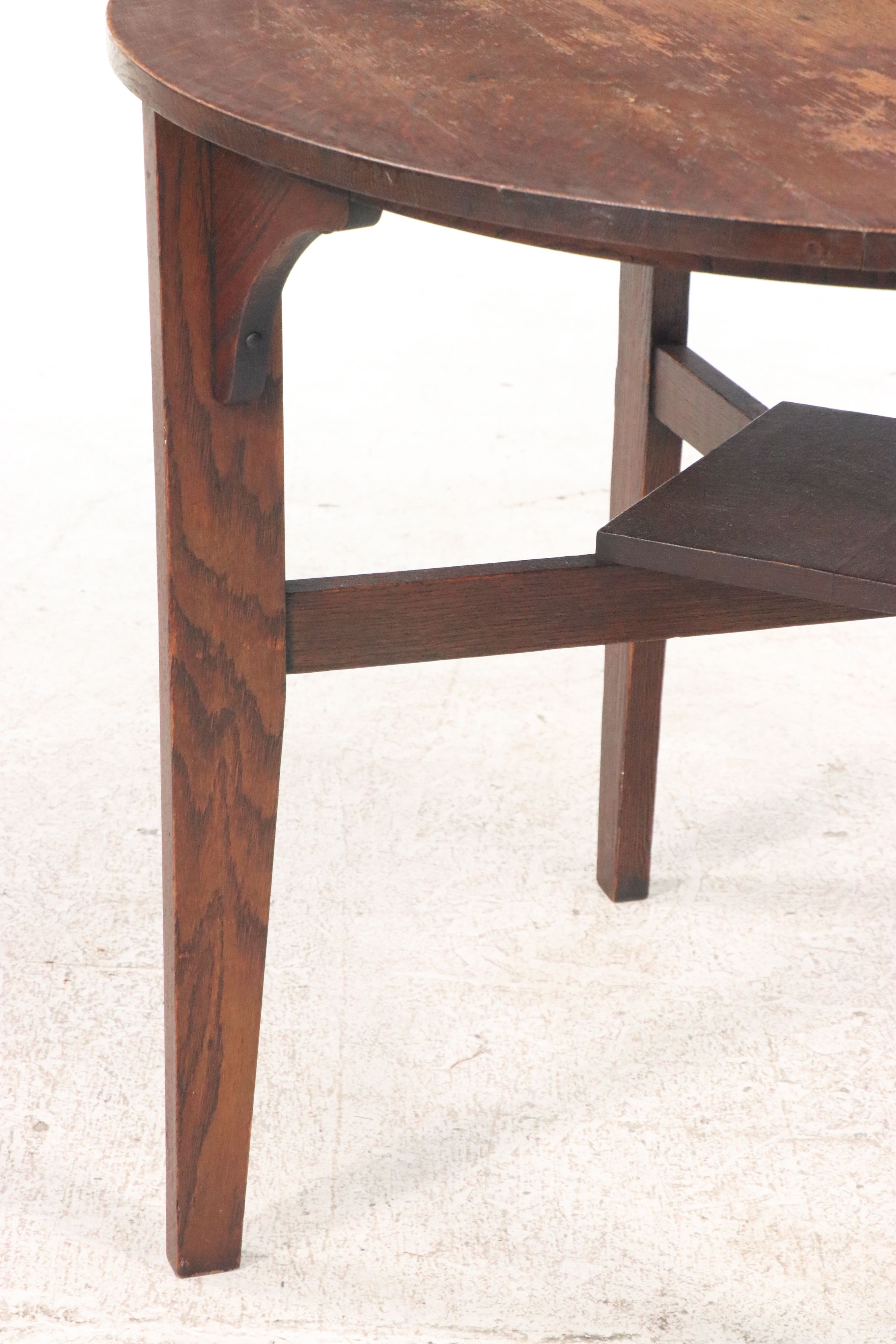 Arts and Crafts Oak Game Table with Chairs