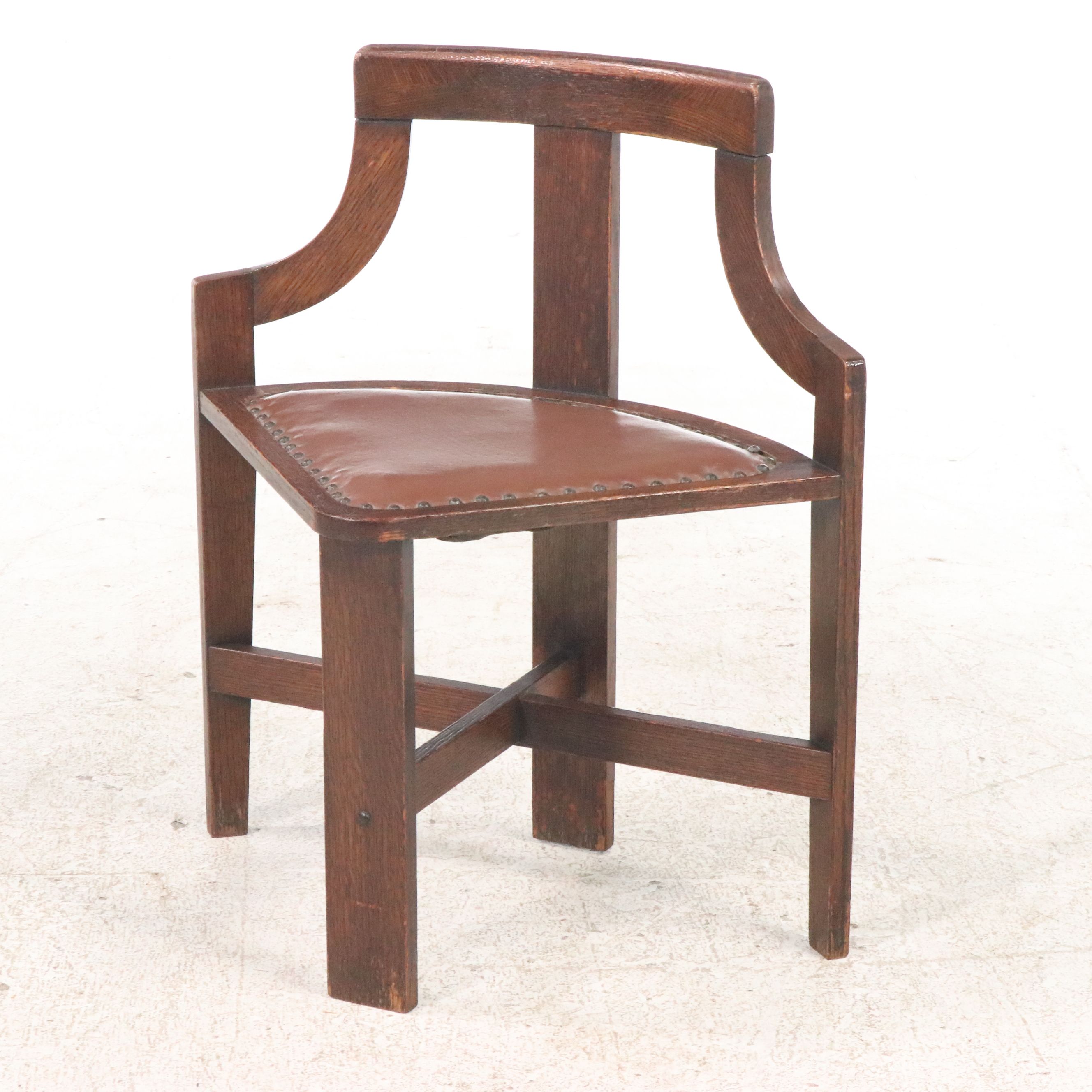 Arts and Crafts Oak Game Table with Chairs