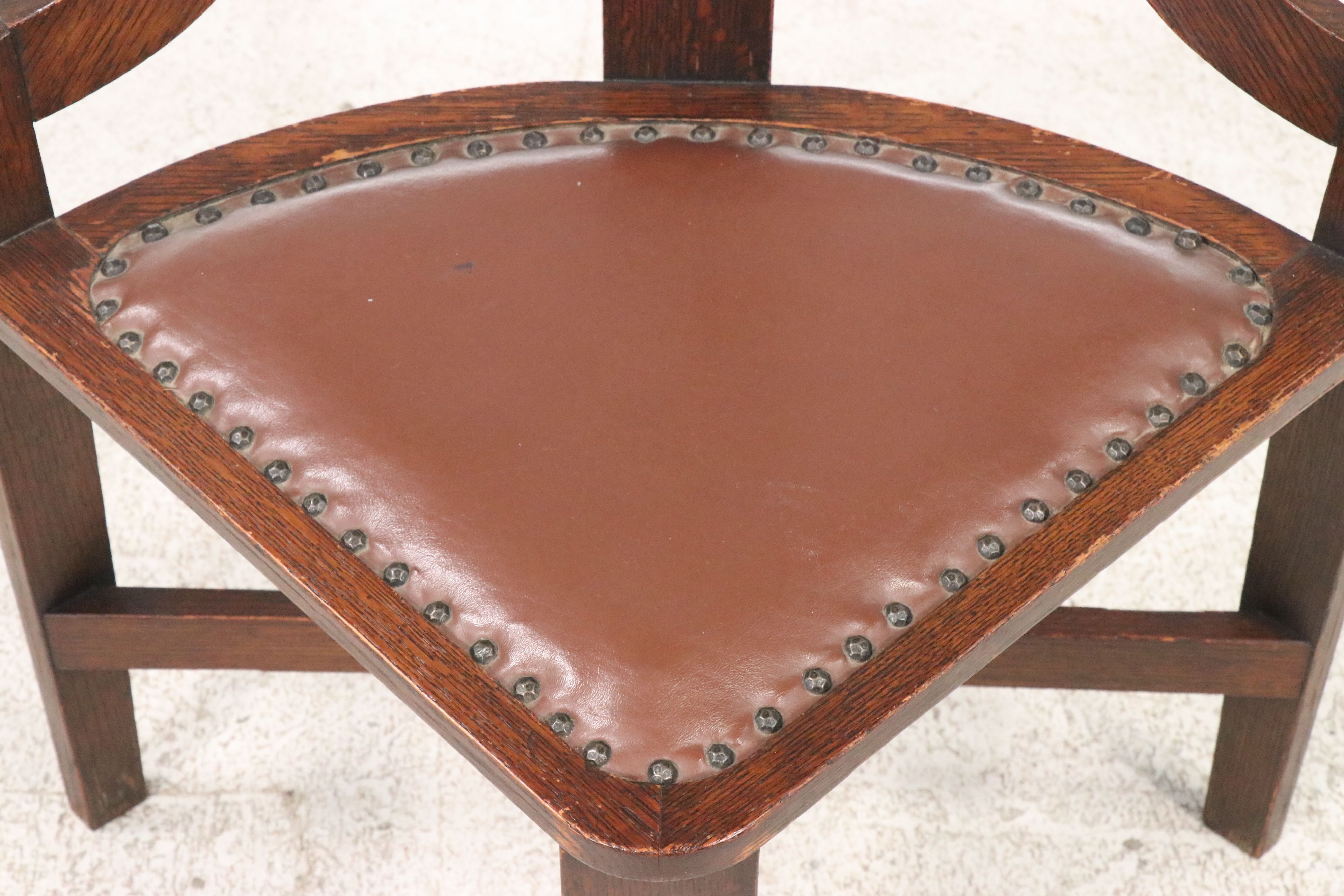 Arts and Crafts Oak Game Table with Chairs