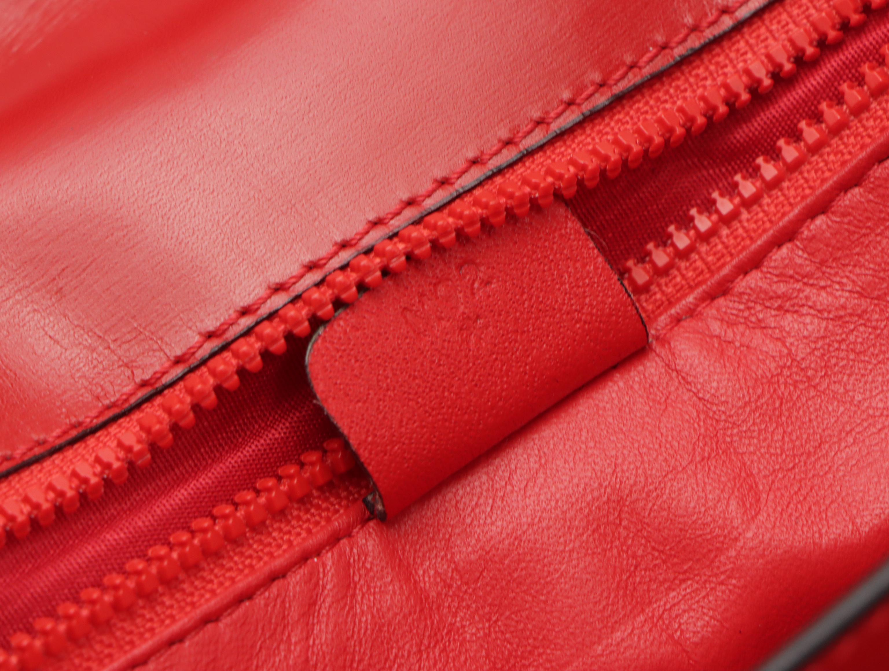 Celine Vintage Front Flap Crossbody Bag in Red Calfskin Leather