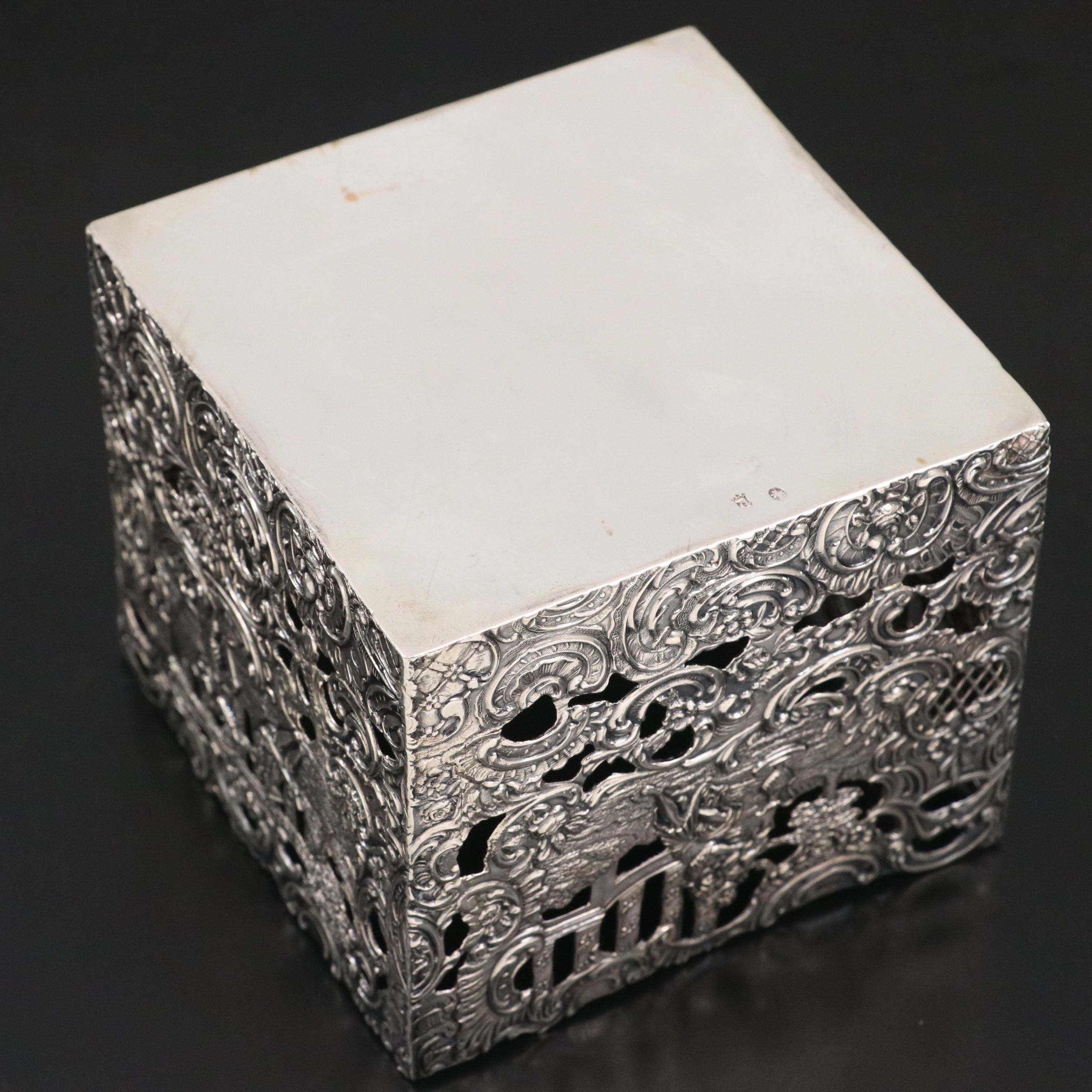 German Hanau 800 Silver and Etched Glass Cruet Set, Early 20th C.