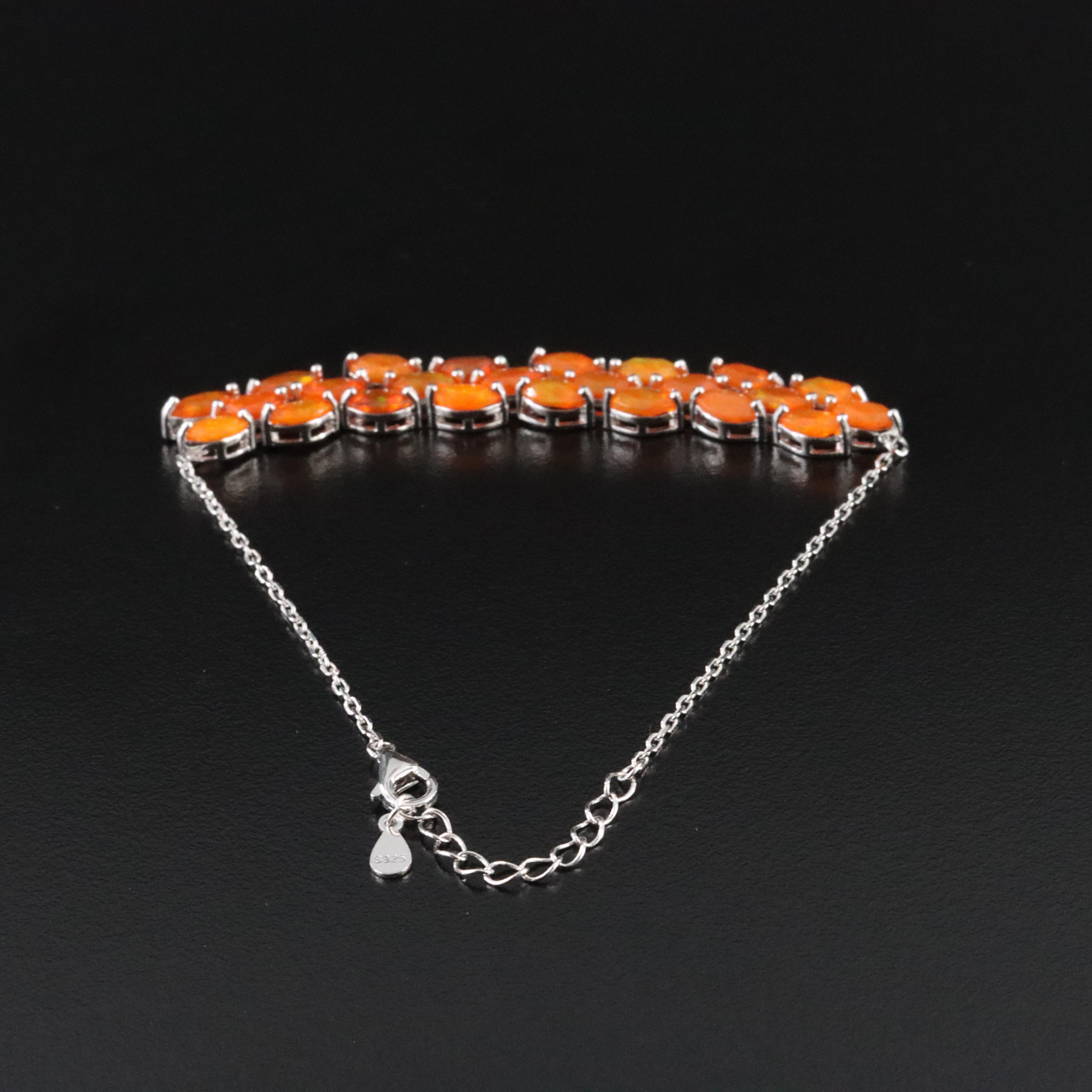 Sterling Fire Opal Bracelet