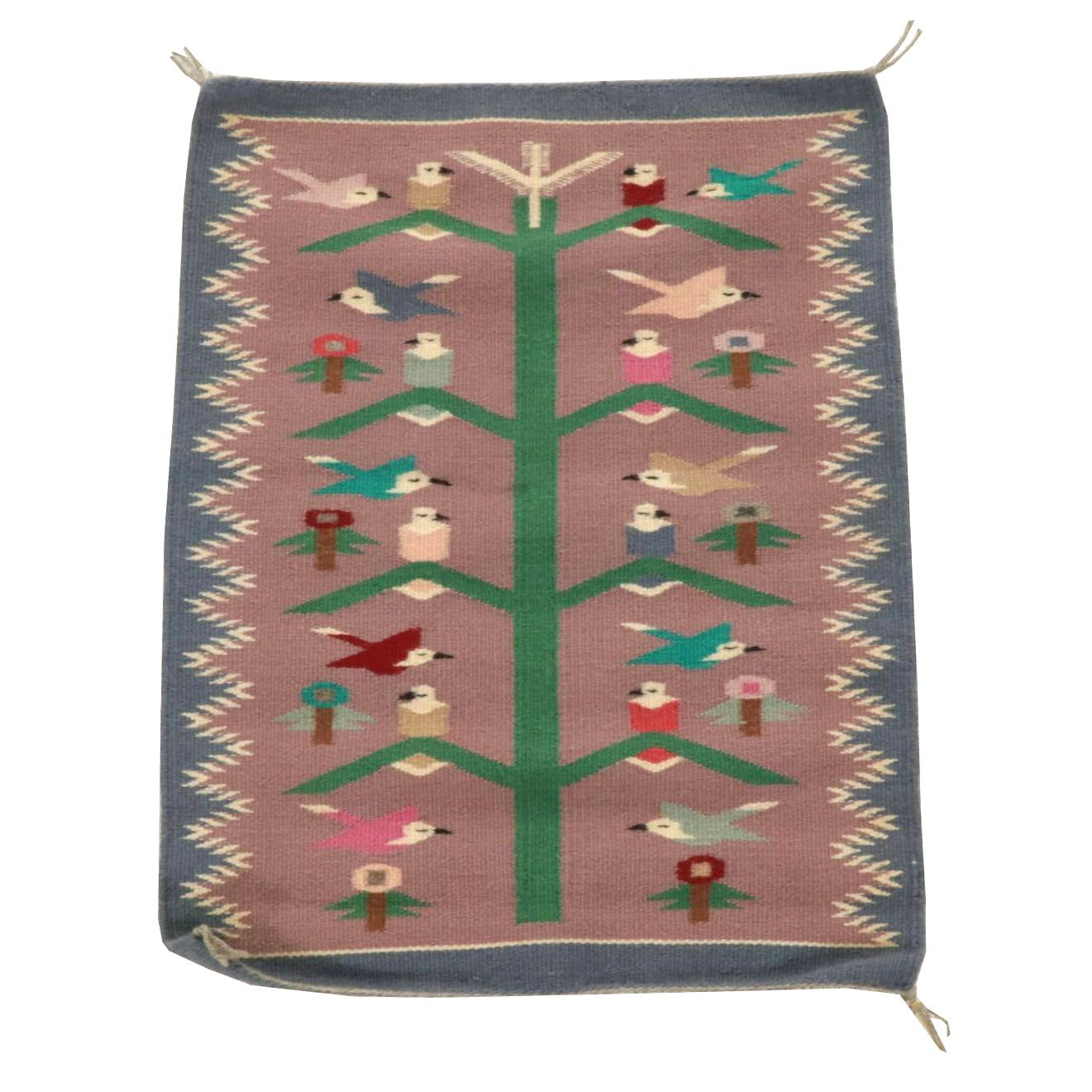 1'11 x 2'6 Handwoven Navajo Tree of Life Accent Rug
