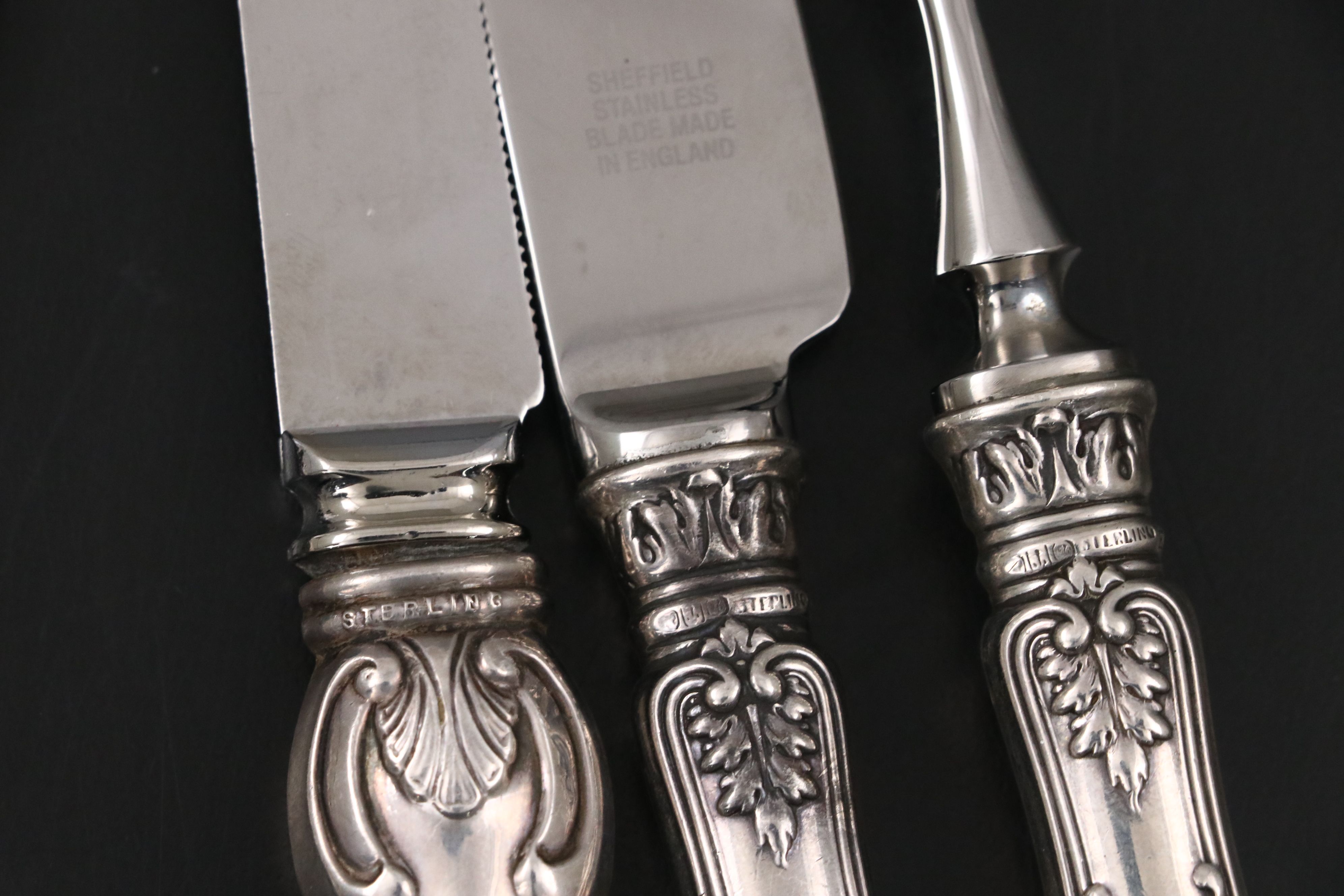 Sterling Silver Handled Serving Utensils with Silver Plate Serveware Collection