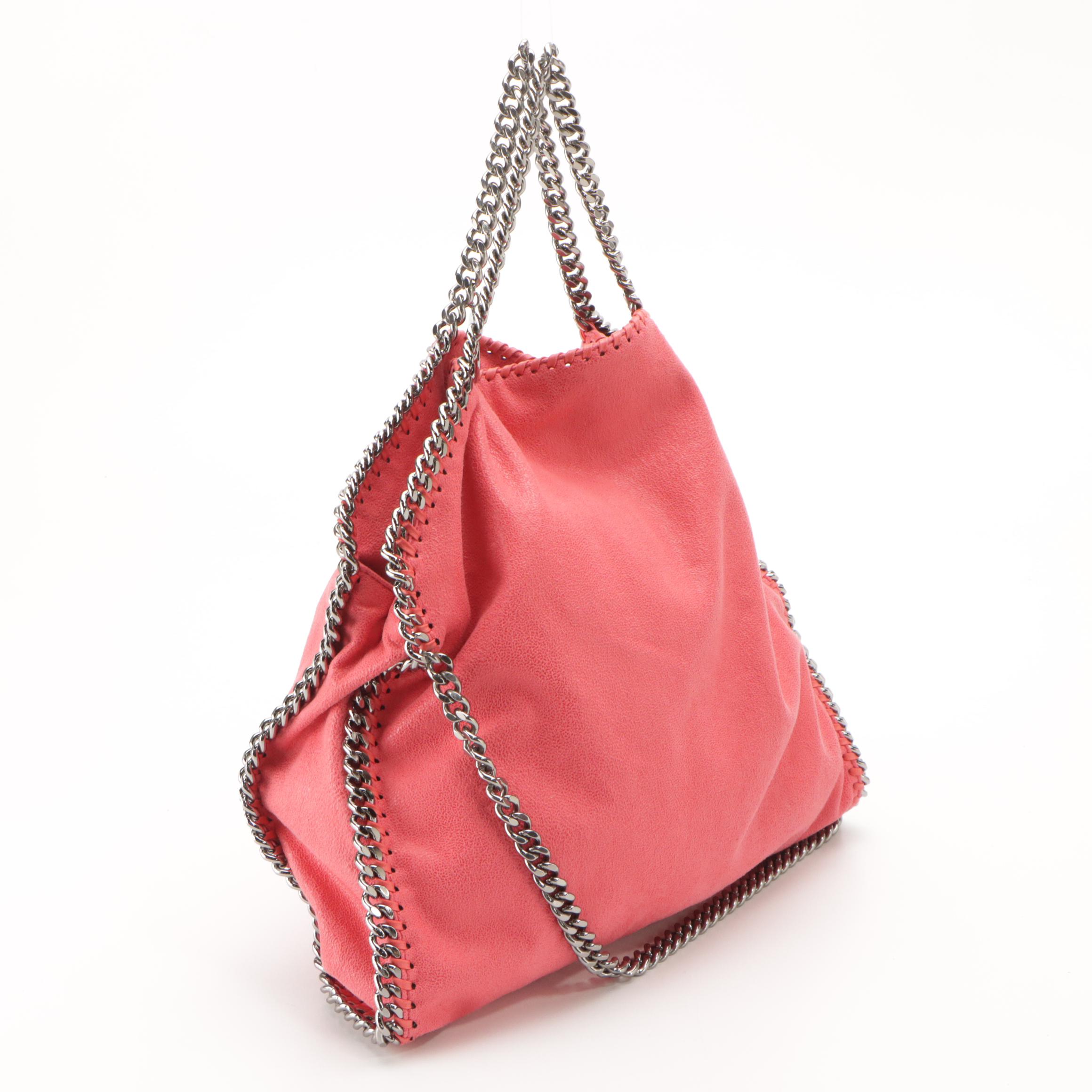 Stella McCartney Falabella 2Way Chain Bag in Watermelon Pink Shaggy Vegan Suede