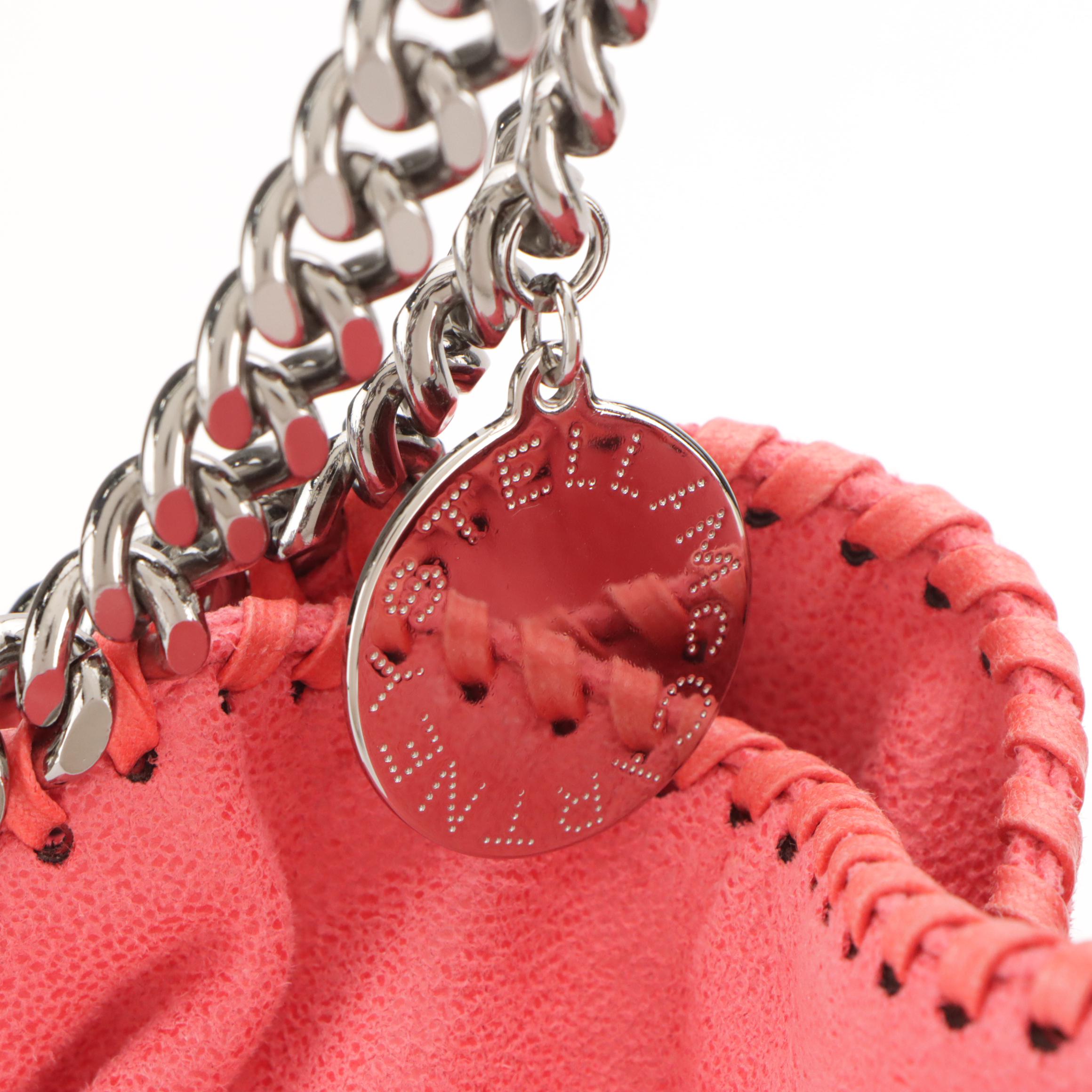 Stella McCartney Falabella 2Way Chain Bag in Watermelon Pink Shaggy Vegan Suede