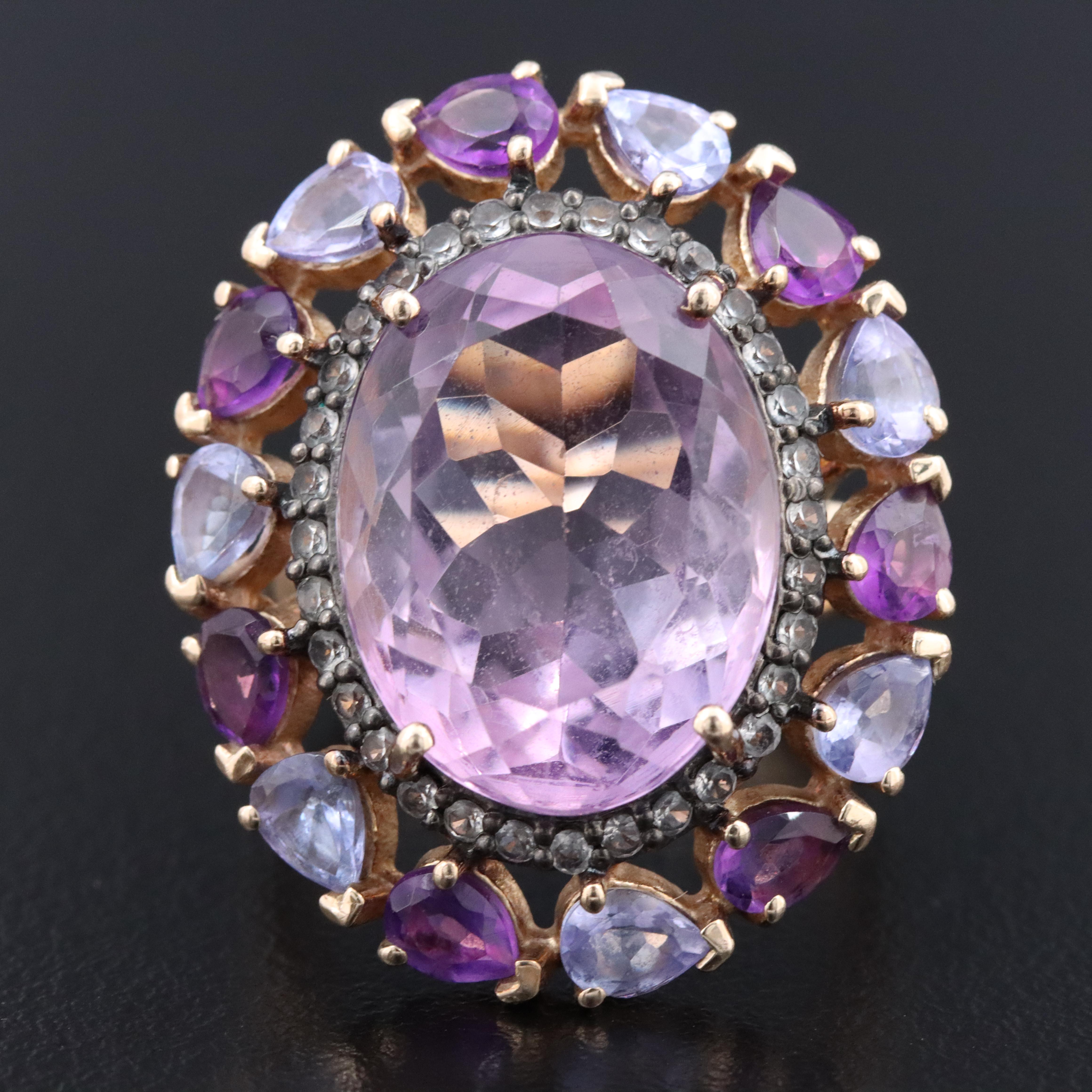 Sterling Amethyst and Topaz Ring