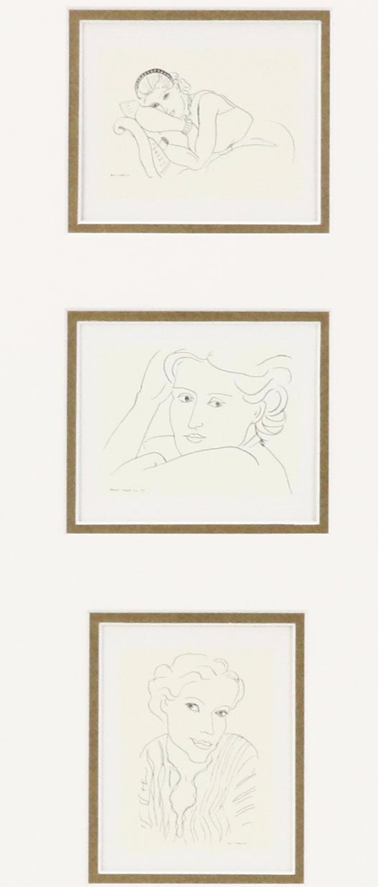 Prints After Henri Matisse Line Drawings, Including "Jeune Fille Avec Tiare"