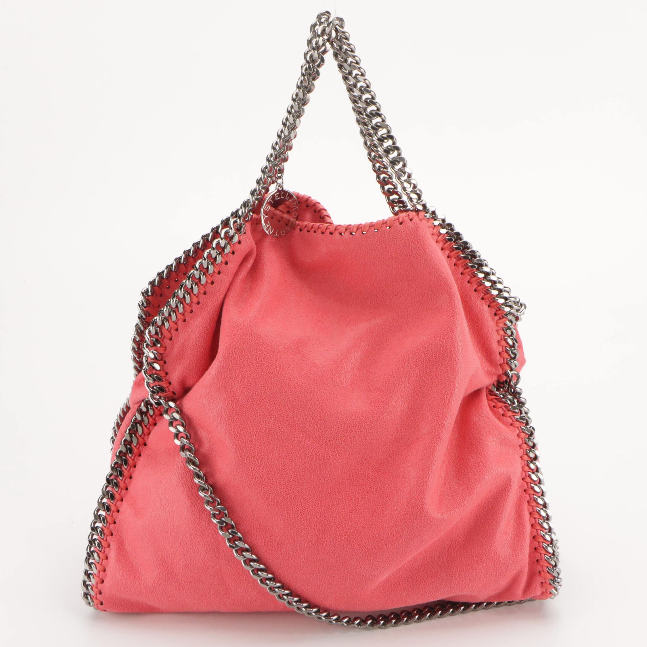 Stella McCartney Falabella 2Way Chain Bag in Watermelon Pink Shaggy Vegan Suede