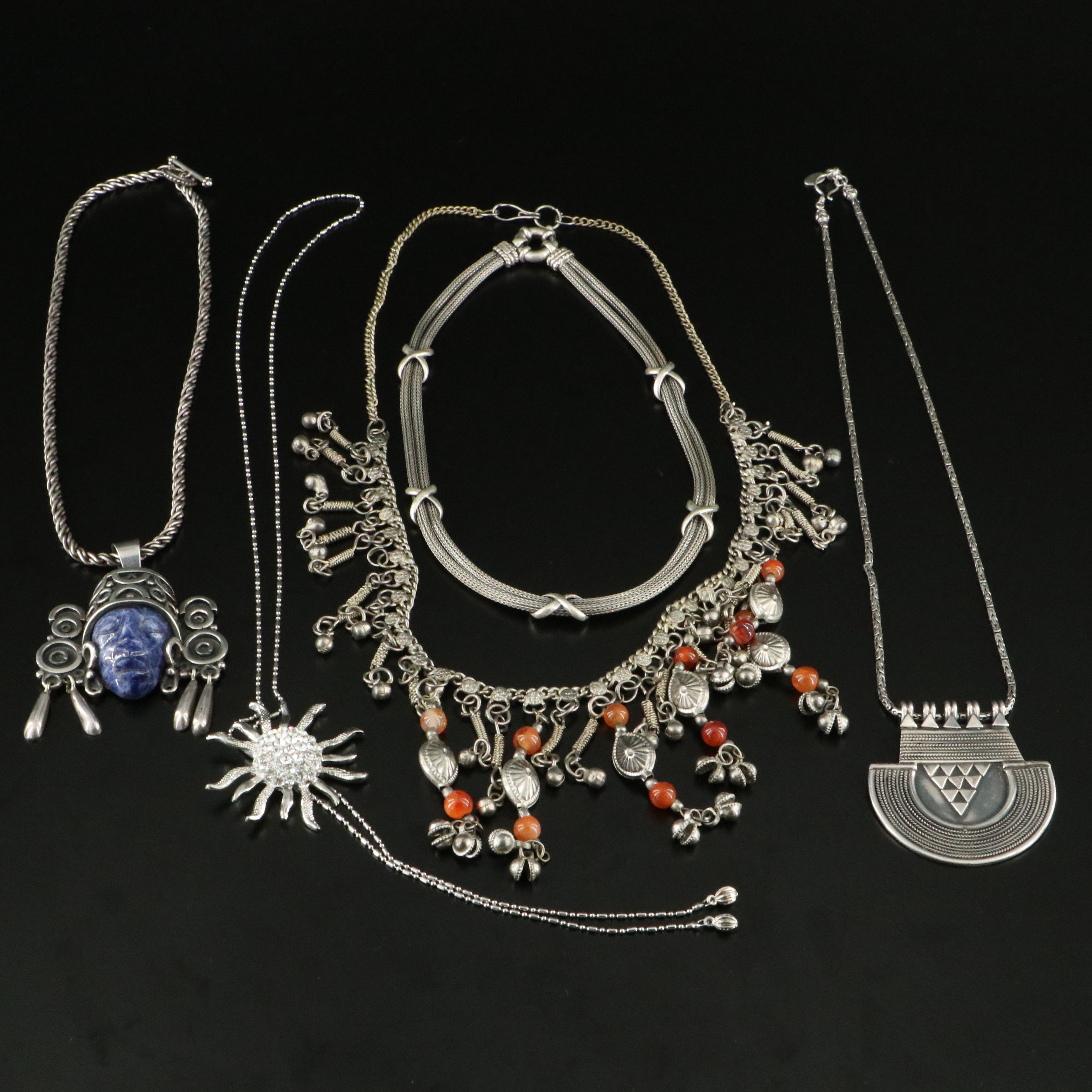 Sterling, Sodalite and Agate Featured in Necklace Collection