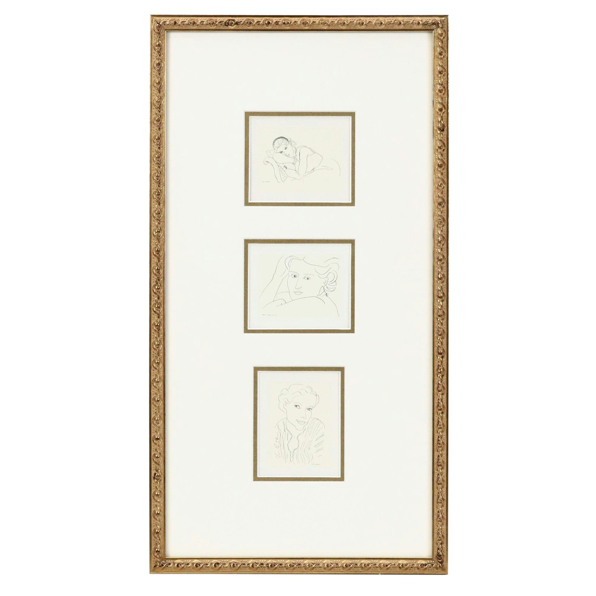 Prints After Henri Matisse Line Drawings, Including "Jeune Fille Avec Tiare"