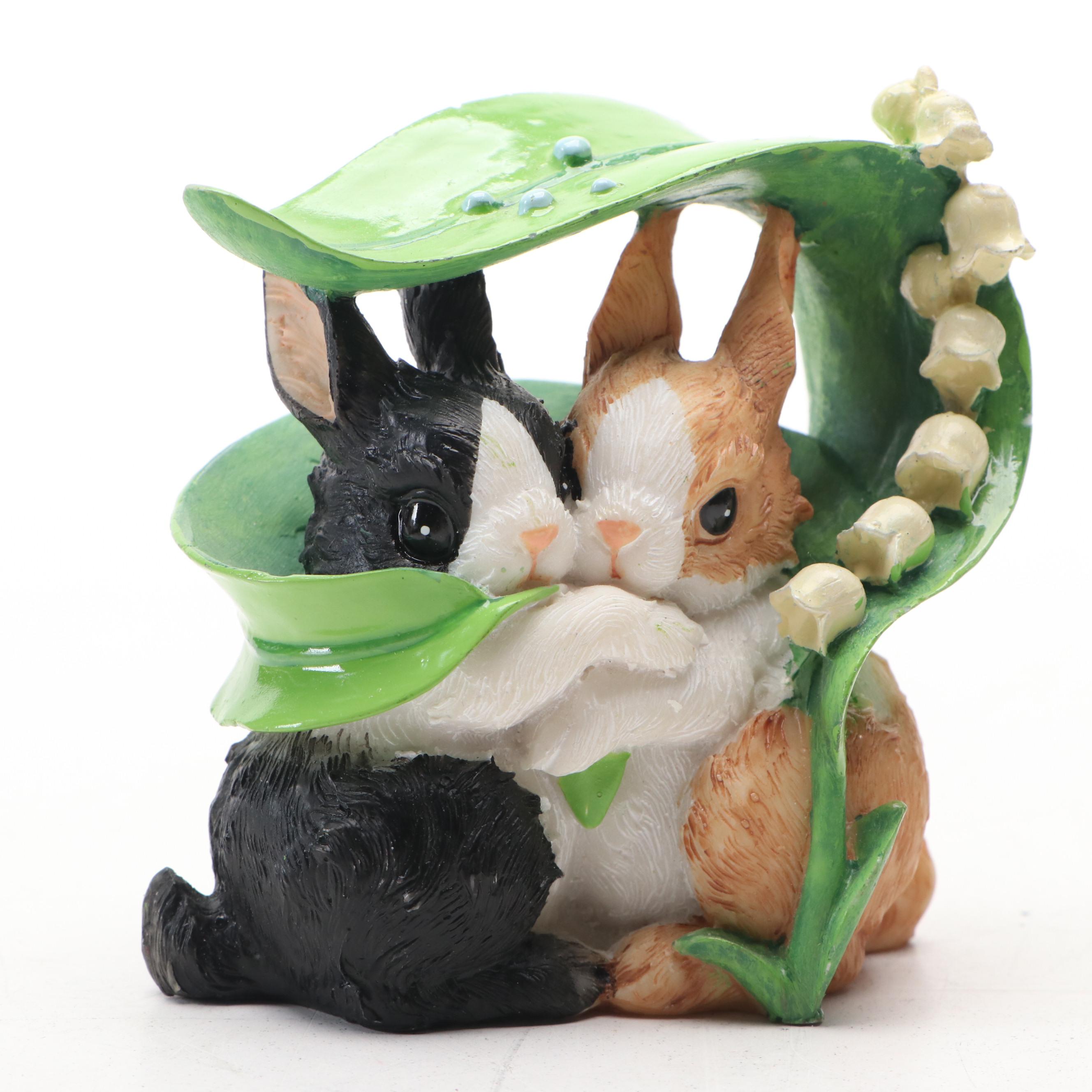 Bunnies Under Leaf and More Ceramic Figures