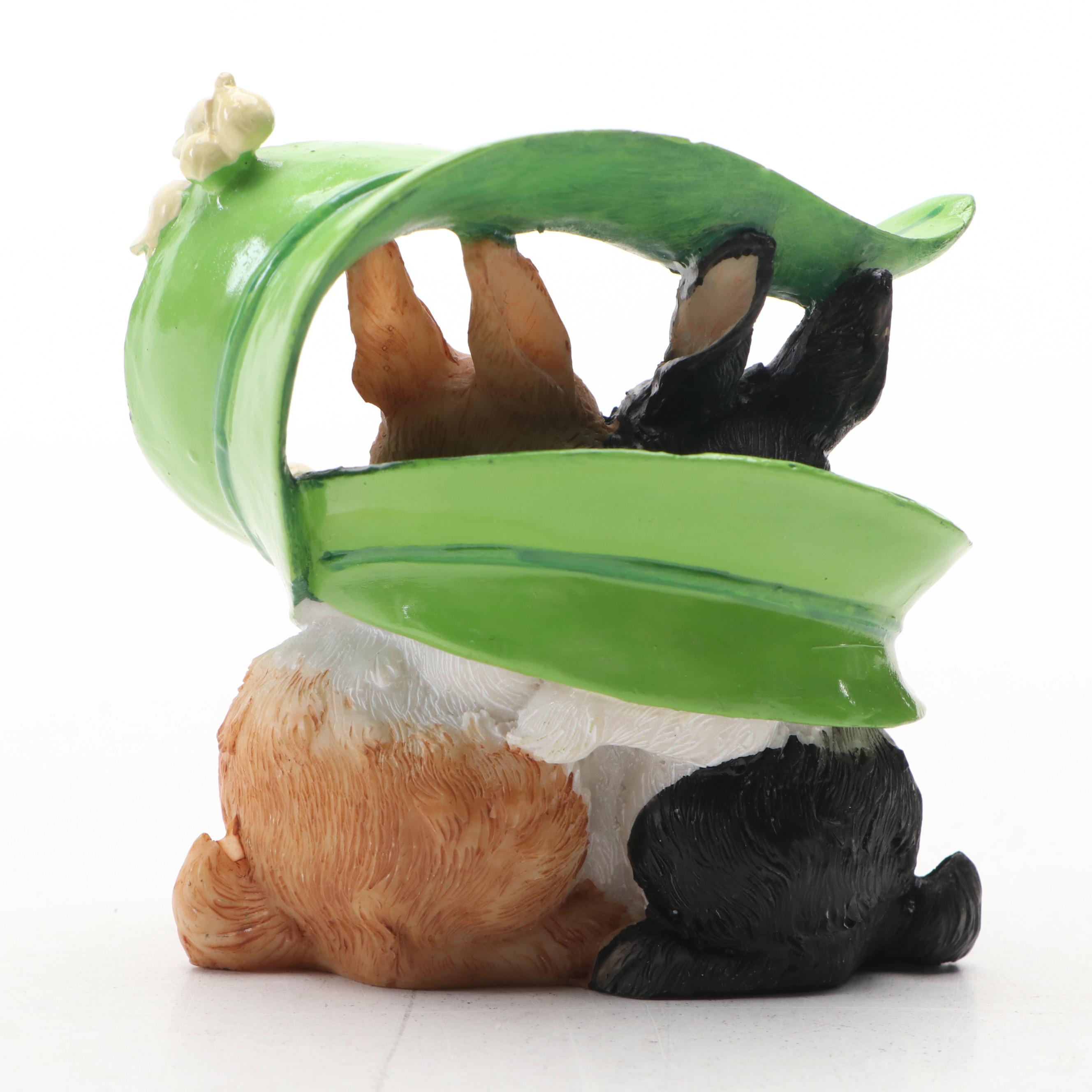 Bunnies Under Leaf and More Ceramic Figures