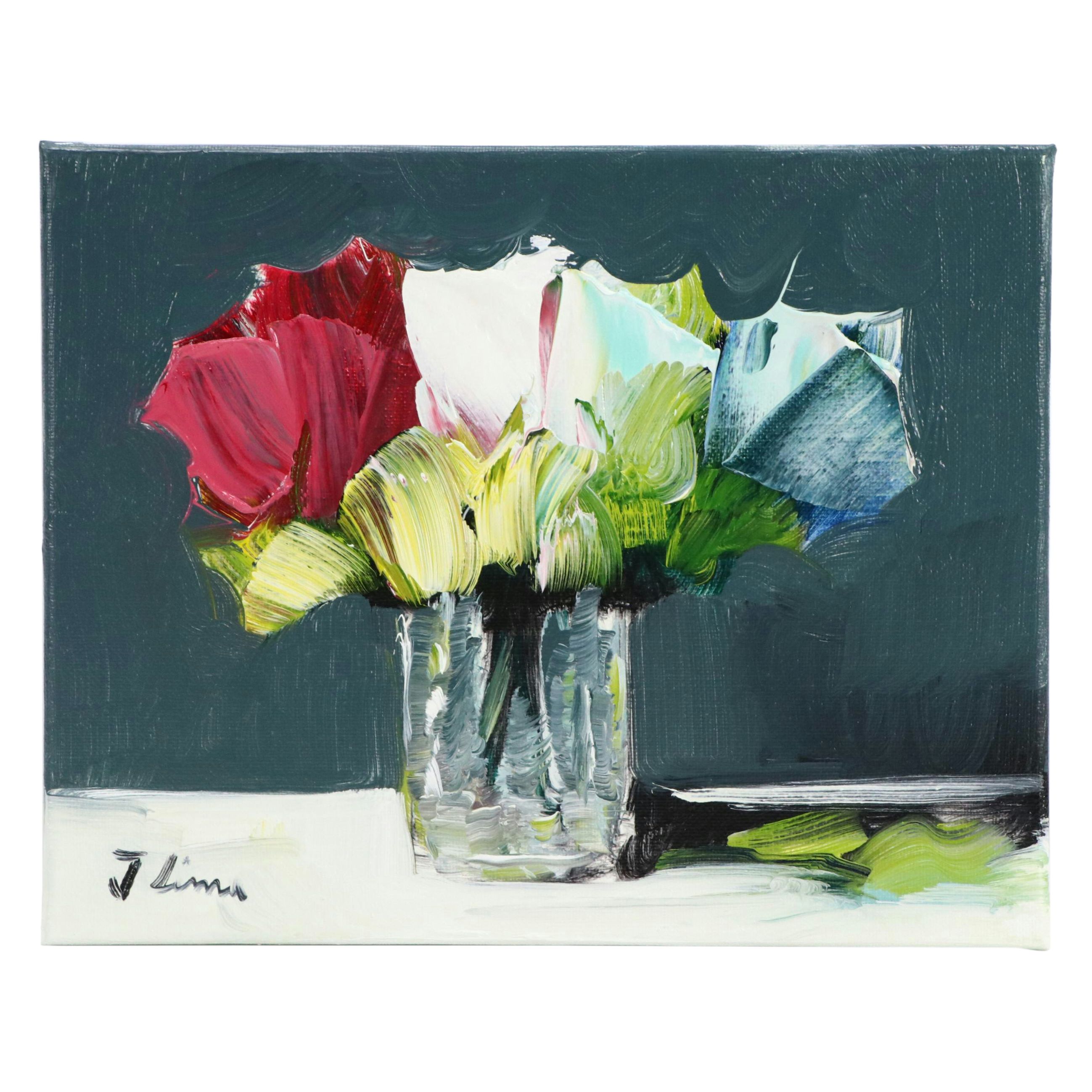 José M. Lima Floral Still Life Oil Painting, 2025