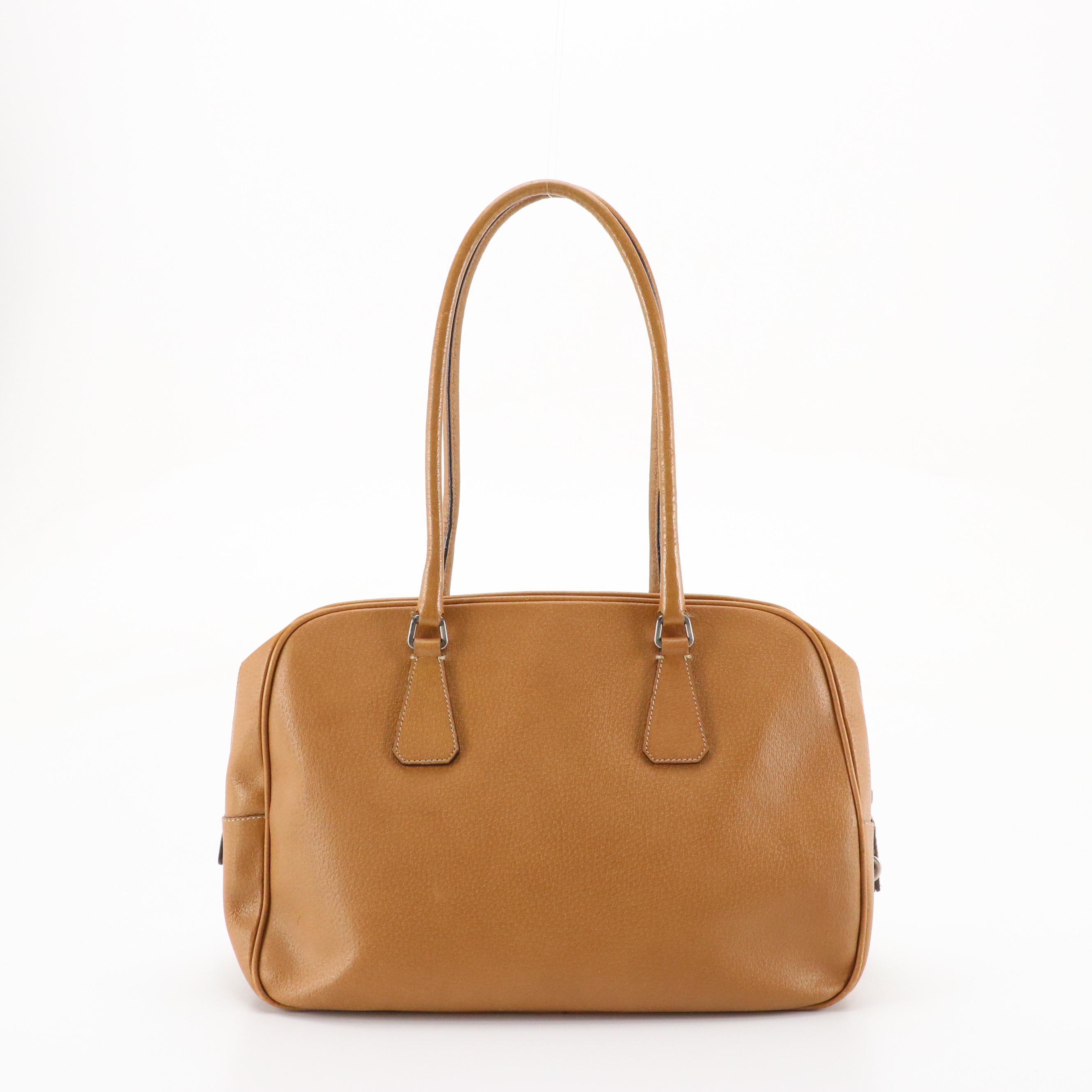 Prada Boston Bag in Brown Vitello Daino Leather
