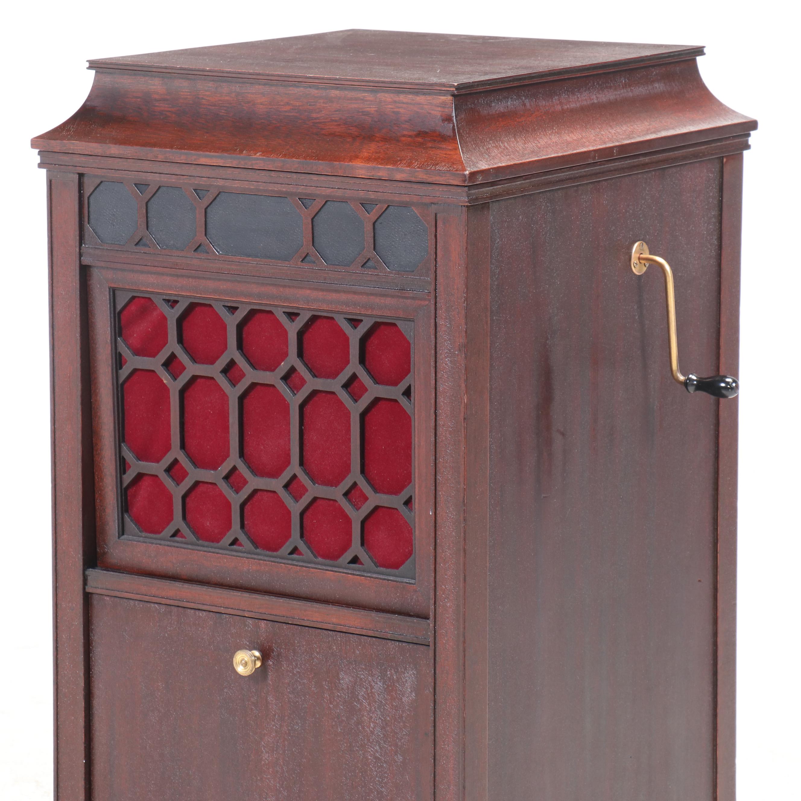 Edison Sheraton S-19 Disc Phonograph with Record Collection, Early 20th Century