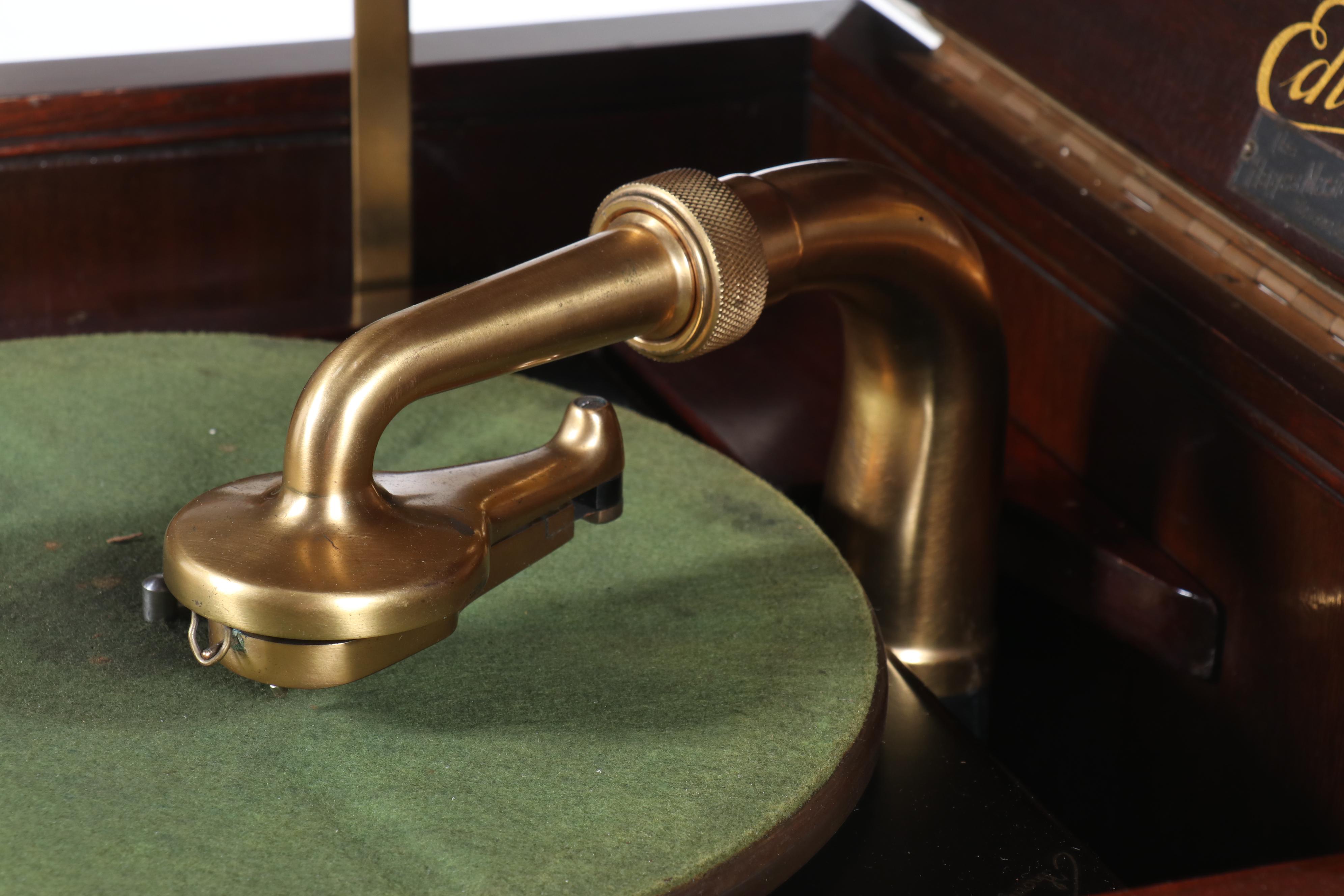 Edison Sheraton S-19 Disc Phonograph with Record Collection, Early 20th Century