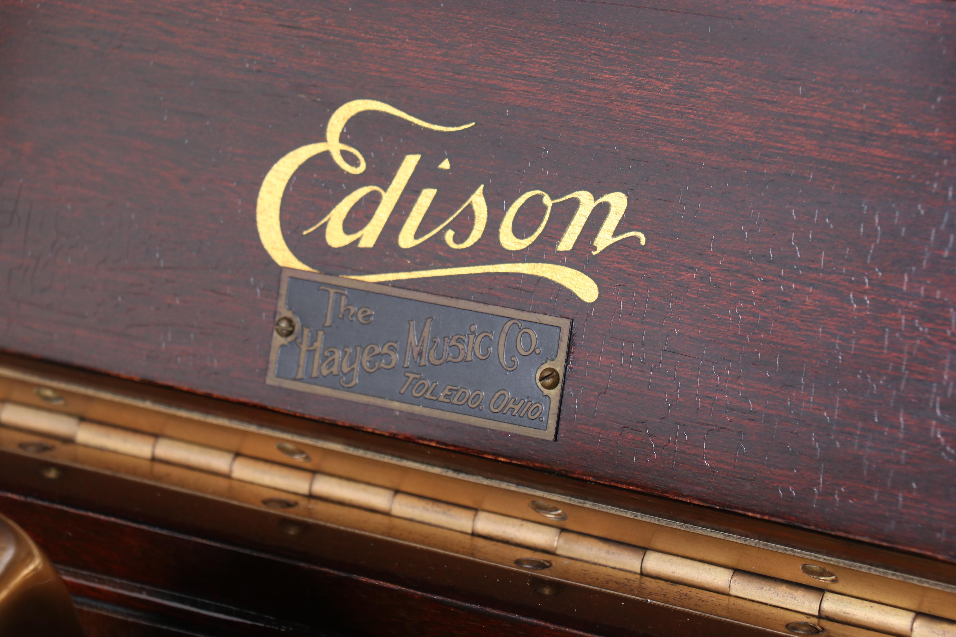 Edison Sheraton S-19 Disc Phonograph with Record Collection, Early 20th Century