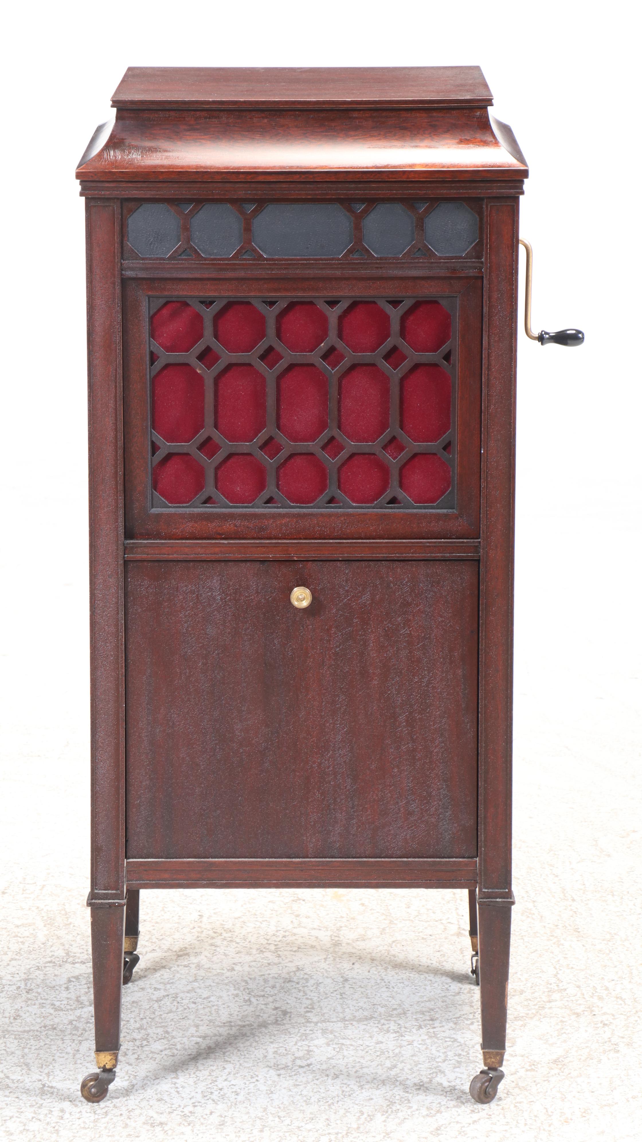 Edison Sheraton S-19 Disc Phonograph with Record Collection, Early 20th Century